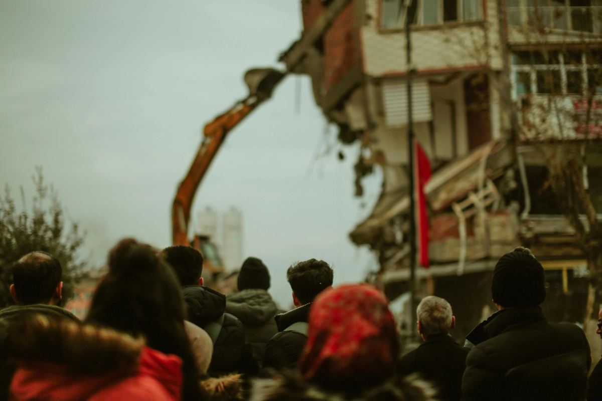 Back view of a crowd at a march