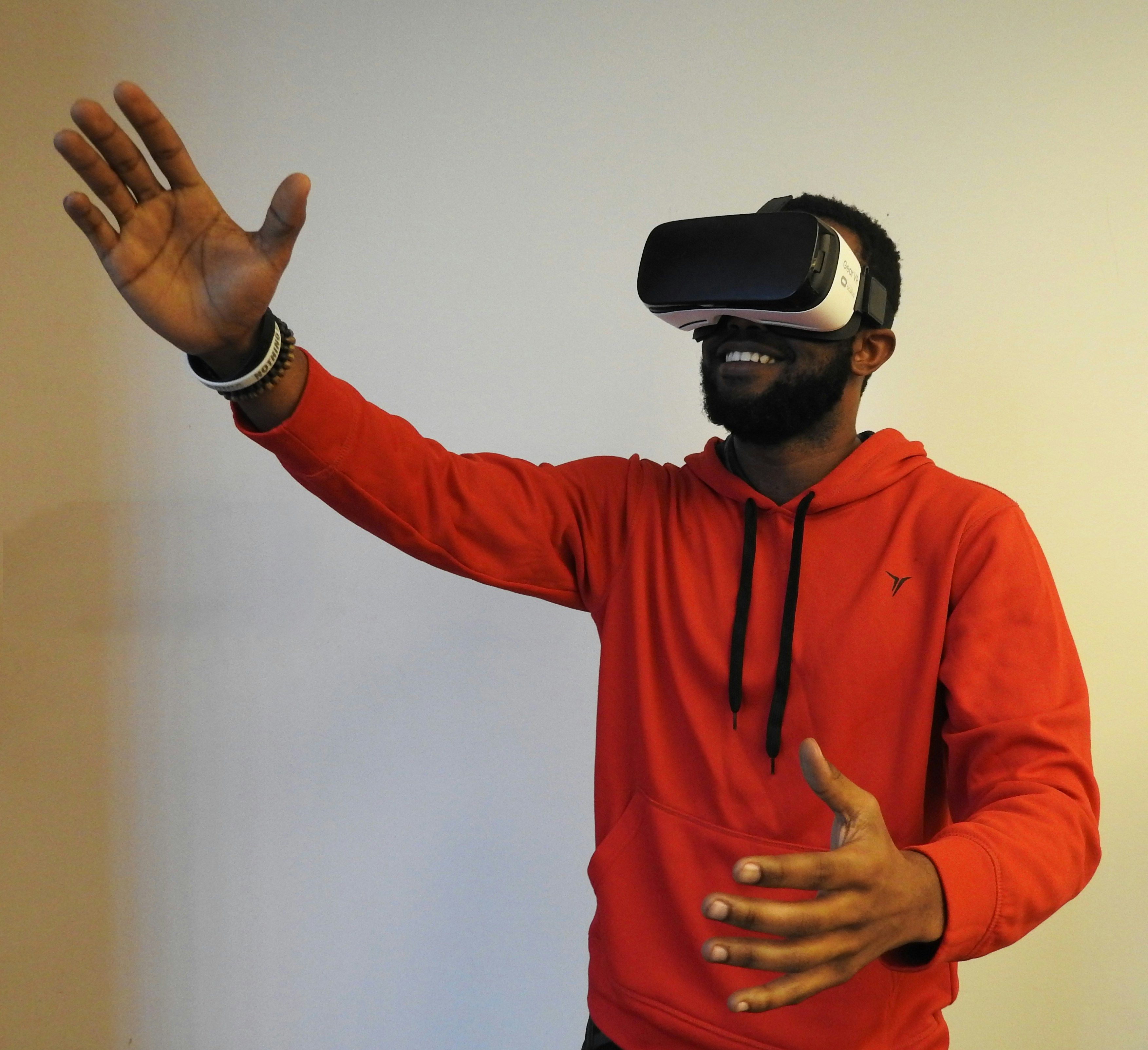 Man using a Virtual Reality headset.