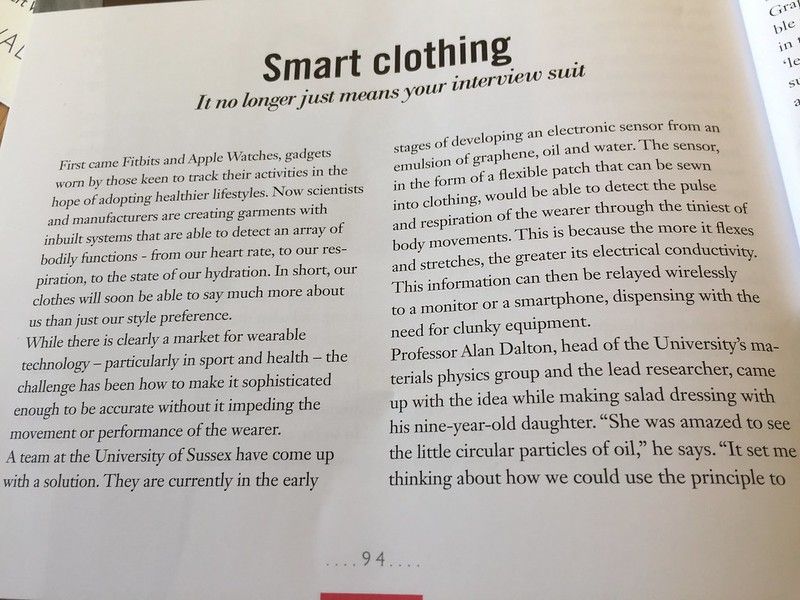 An extract from Viva Magazine talking on Smart Clothing