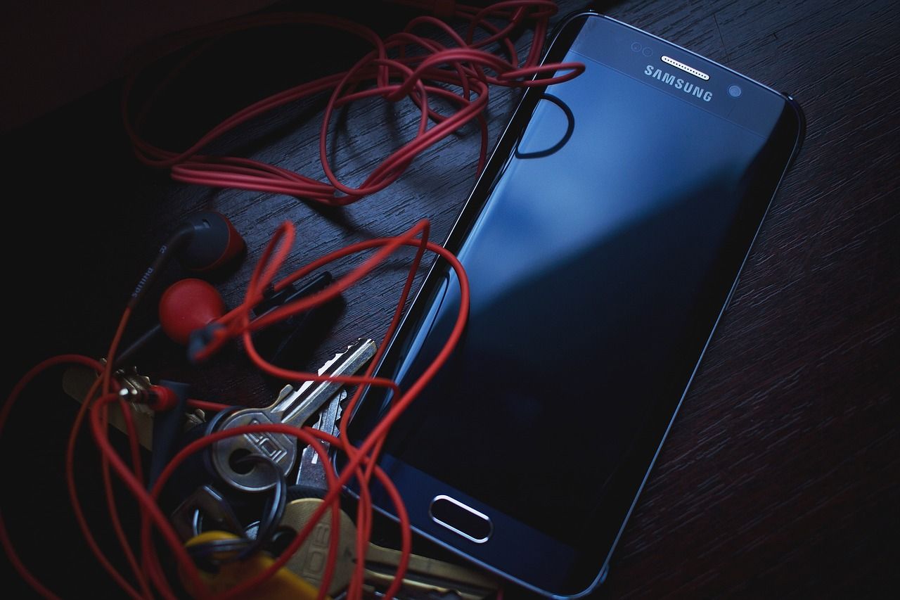 Samsung mobile phone on a table