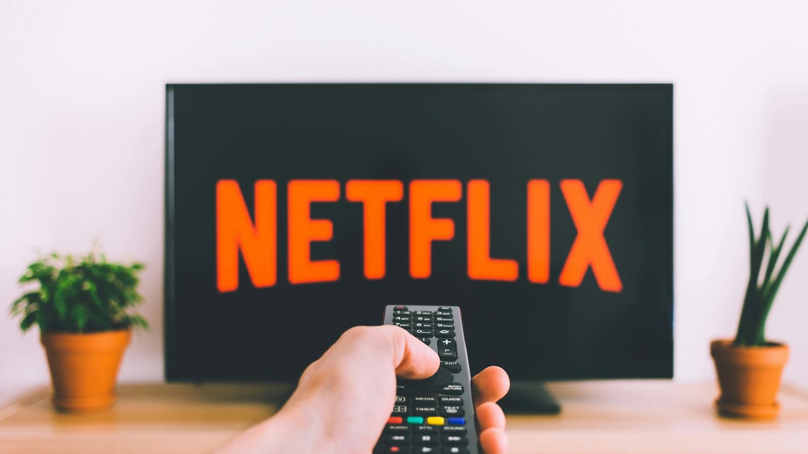 Main image. Netflix logo on TV