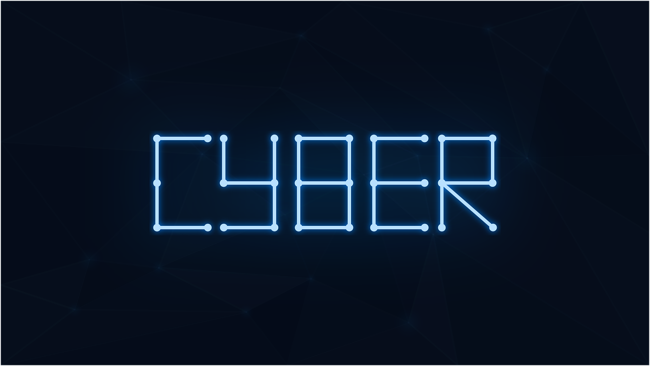 Stylized word 'Cyber' printed across a computer screen