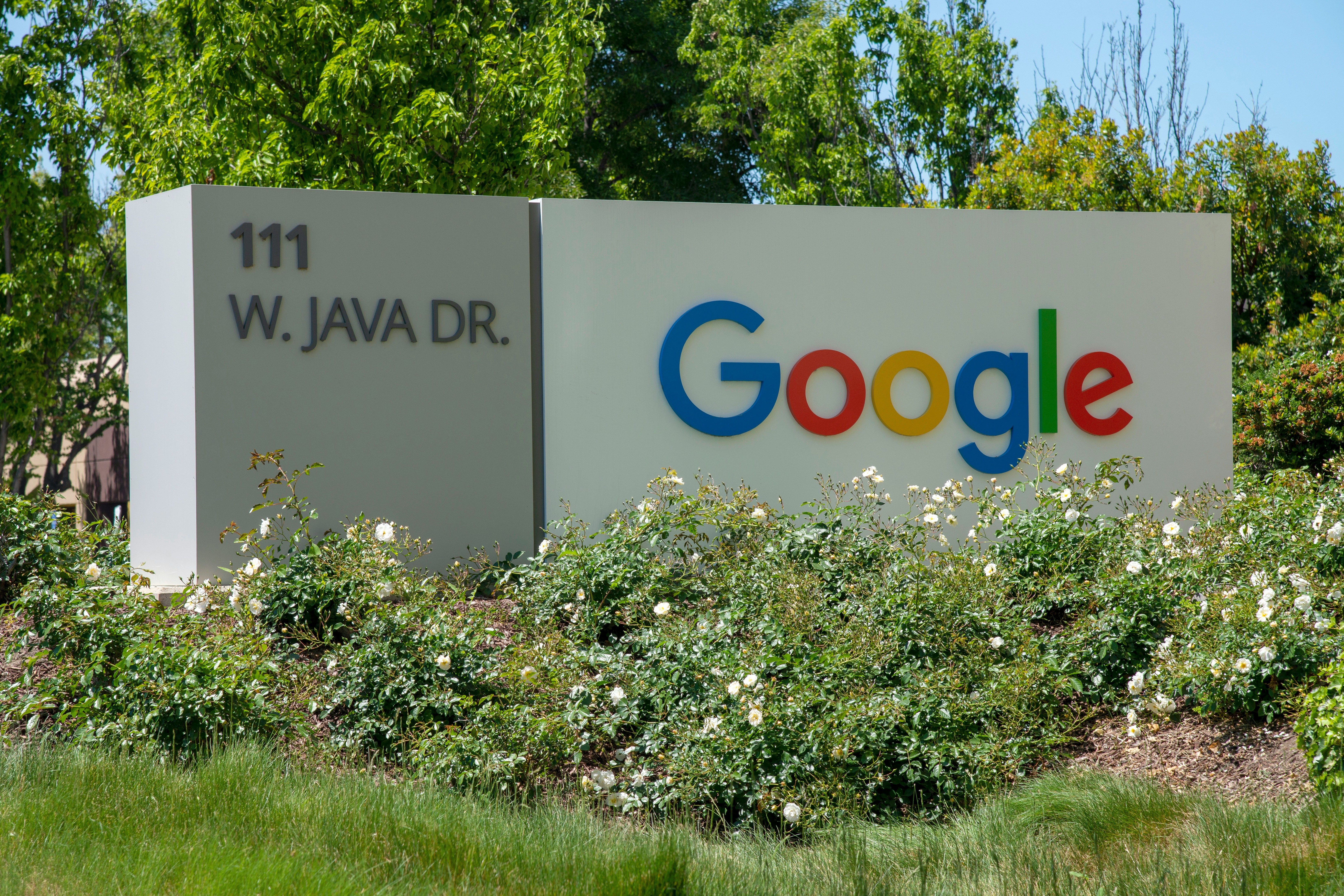 Google sign at Java Drive