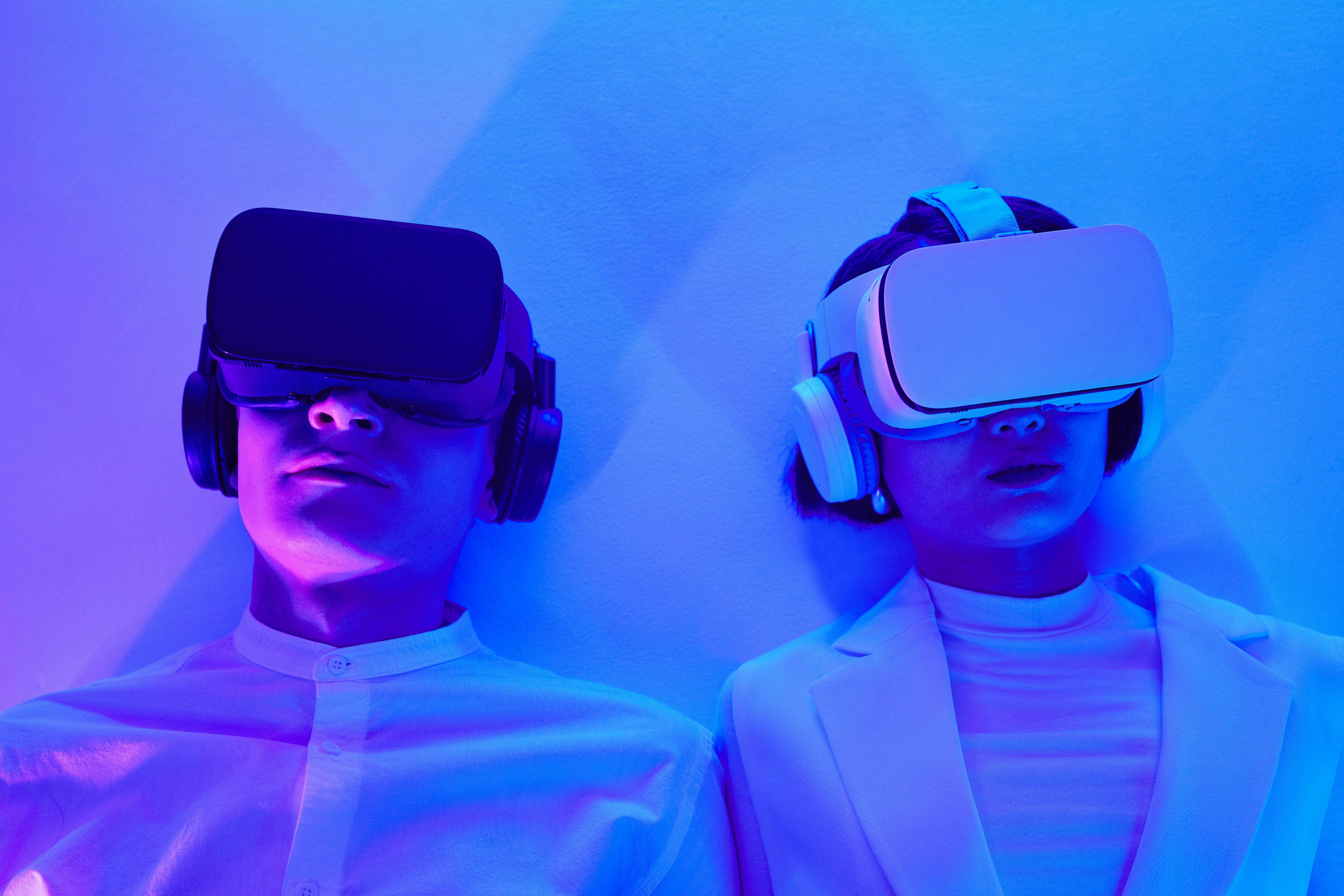 Close up image of two people playing vr box