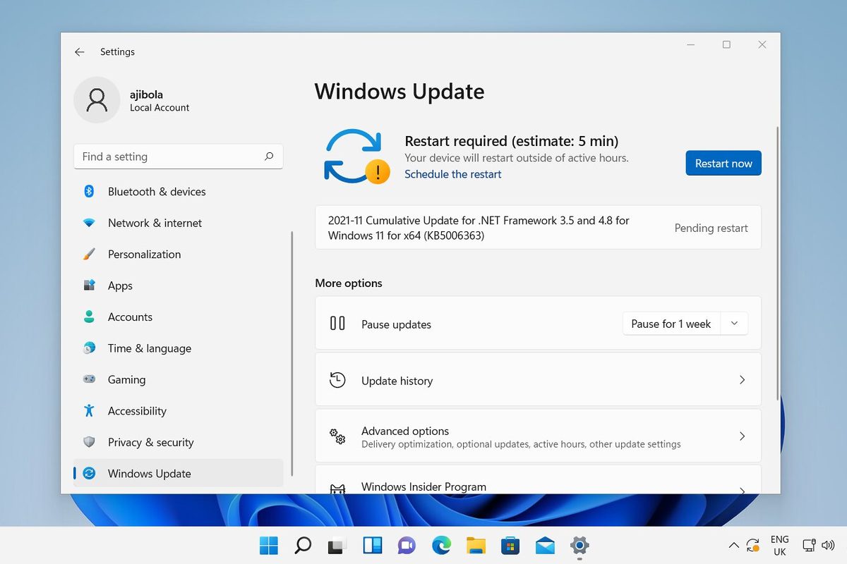 Windows 11 settings screen
