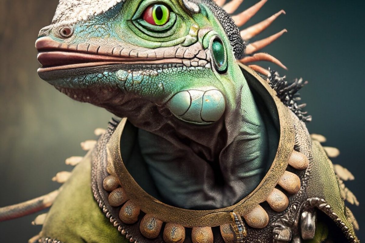 Generative art by Adobe AI. A chameleon that's been generated from text