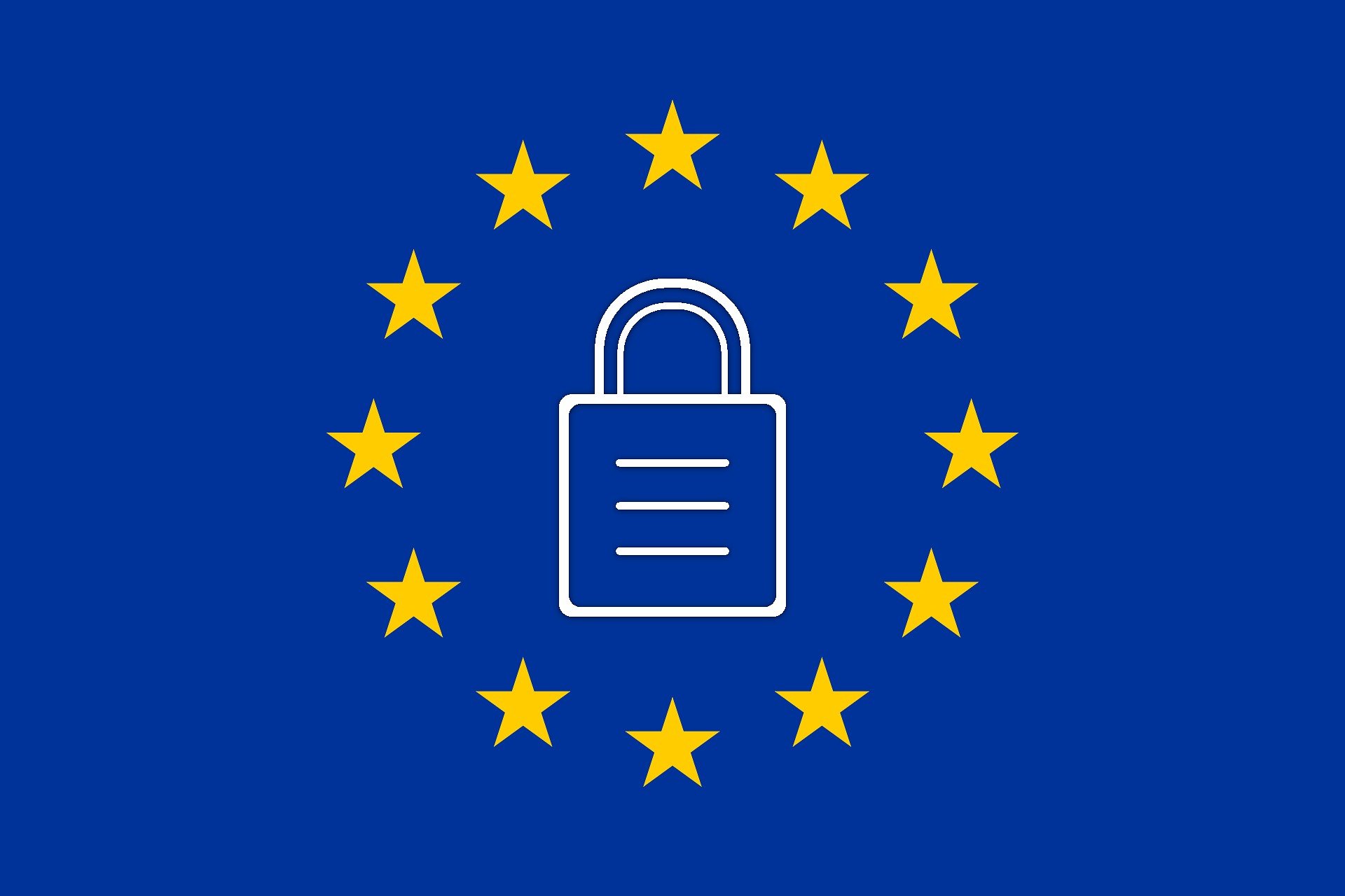 An EU flag commonly displayed by websites to show compliance