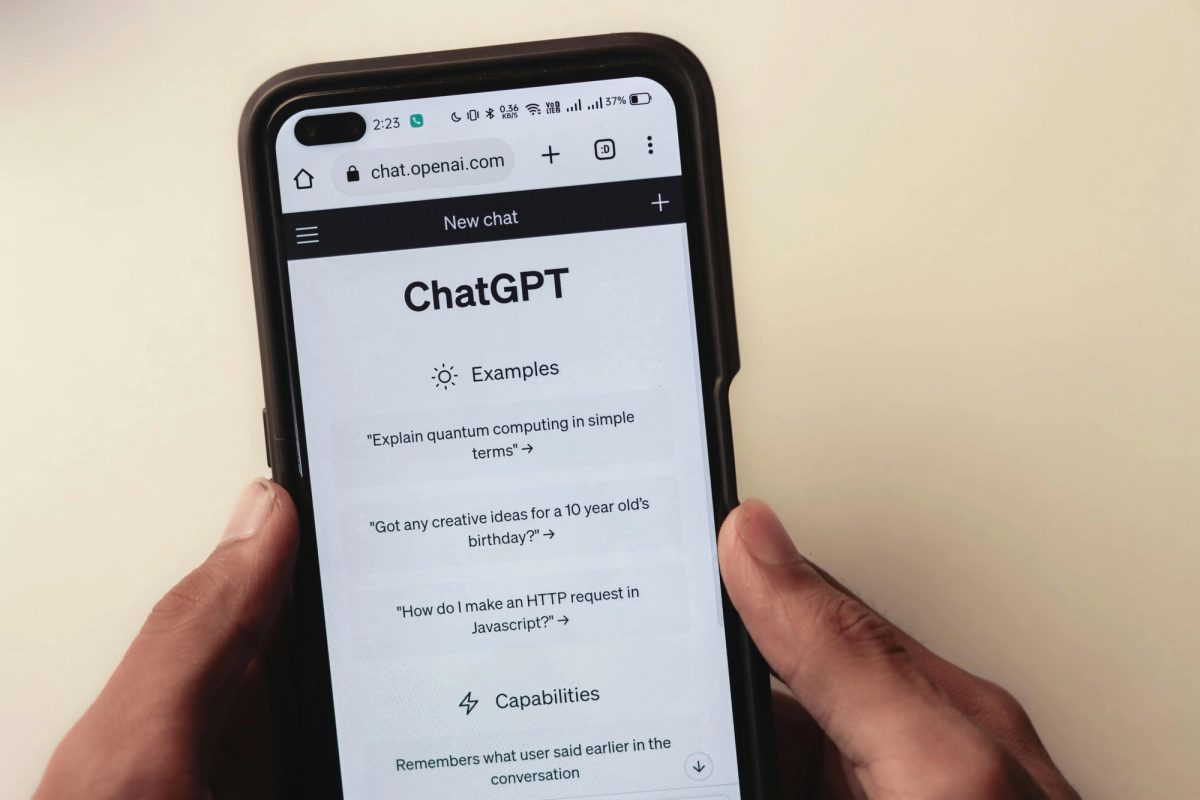 Webpage of ChatGPT on a mobile phone
