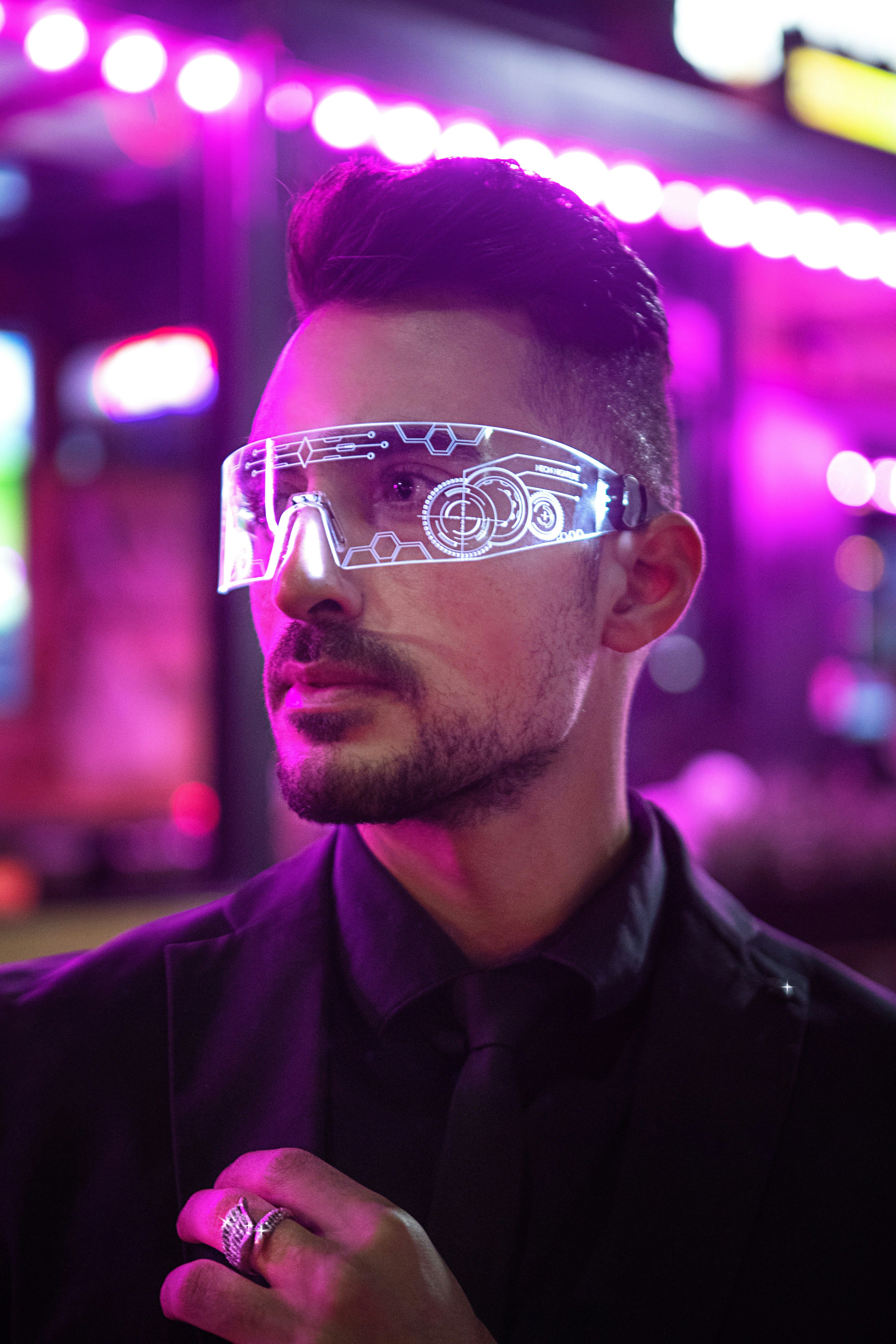 Man wearing futuristic ar glasses