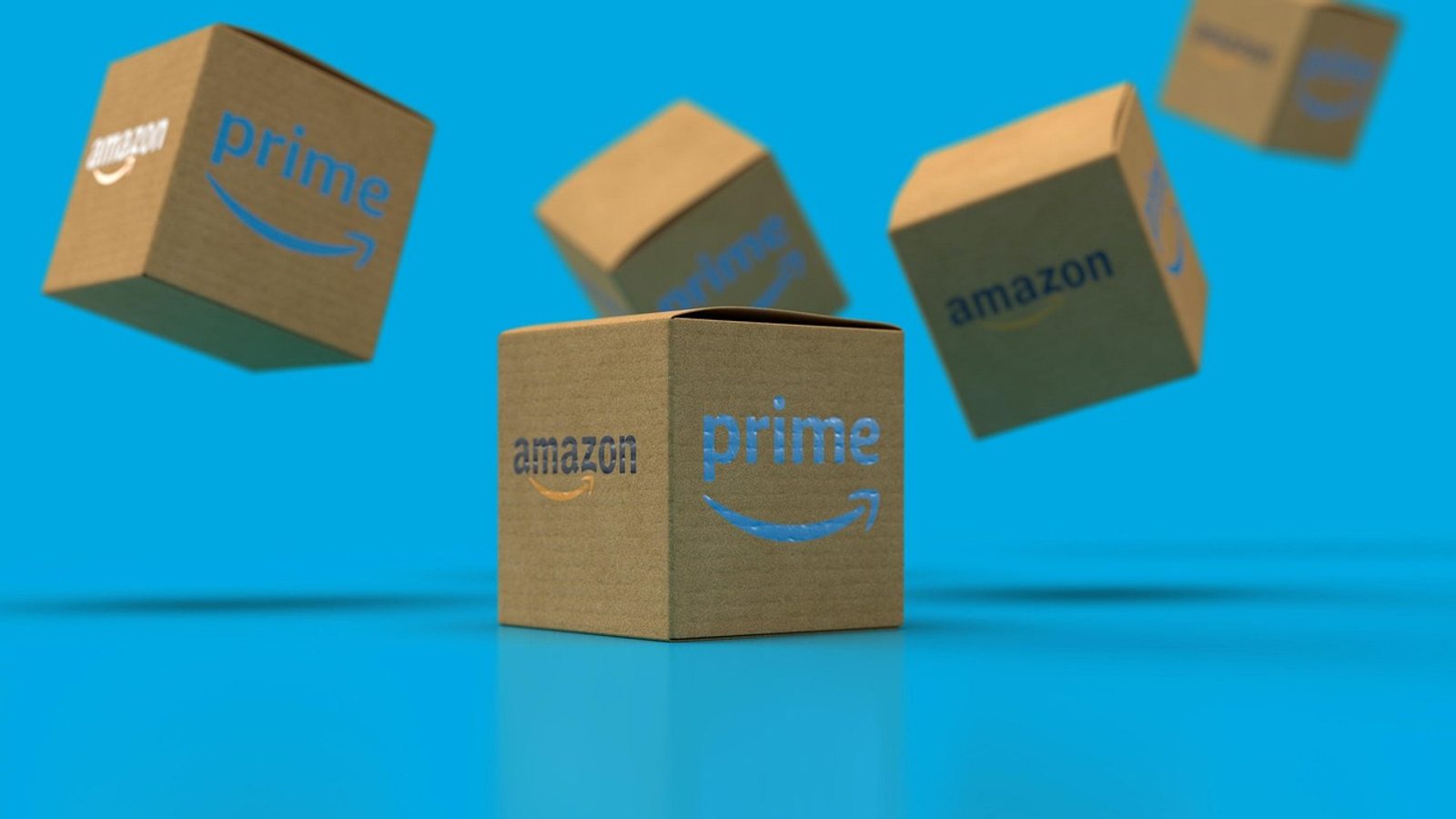 Main Image: Floating delivery packages by Amazon Prime