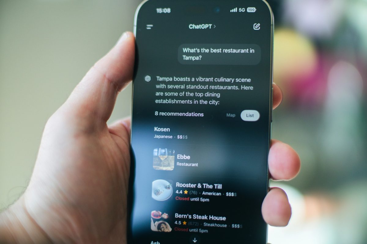 Screen with a ChatGPT prompt and response on a phone screen