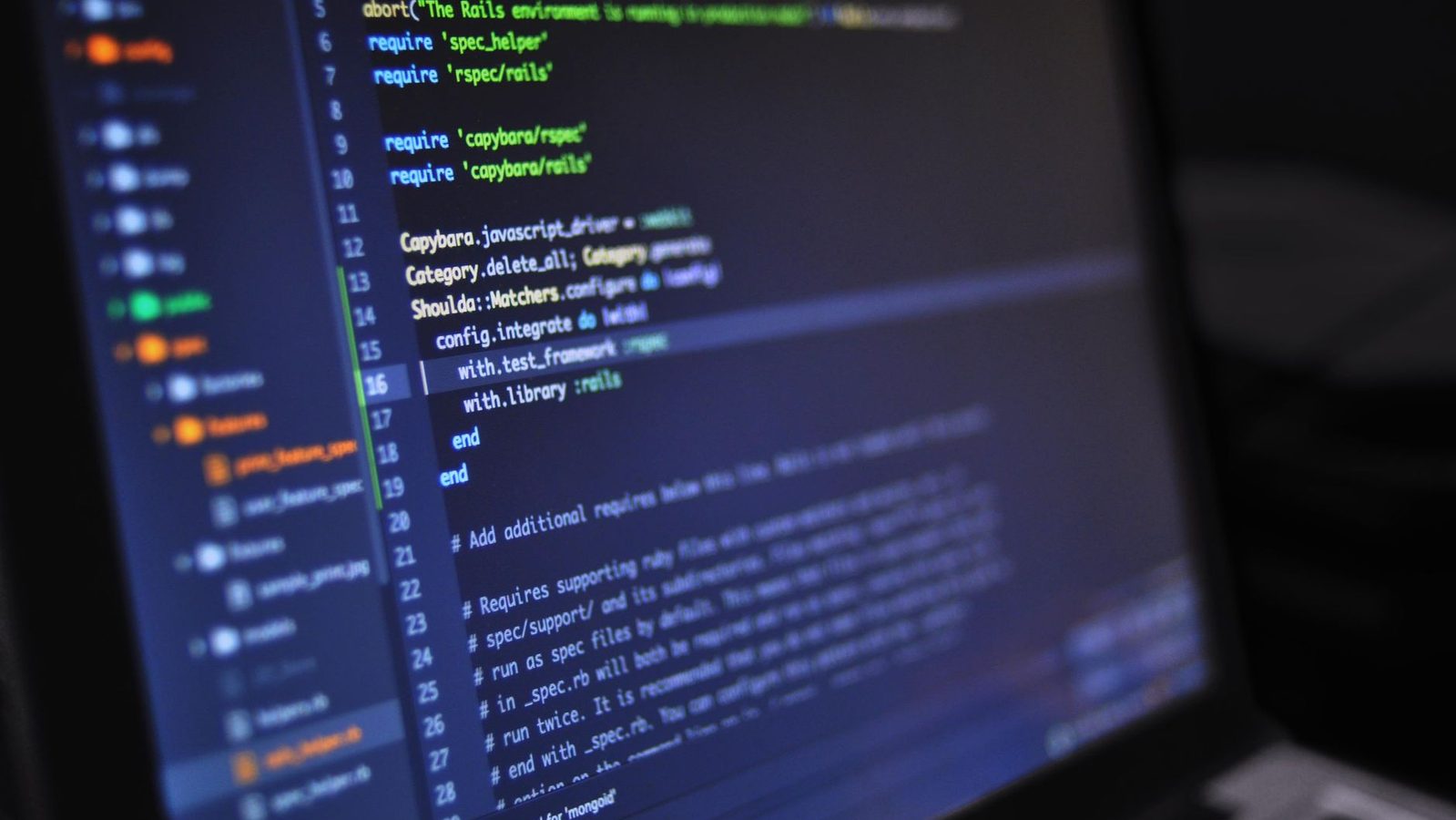 Database query code on a computer screen