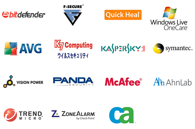 Collage of several antivirus software