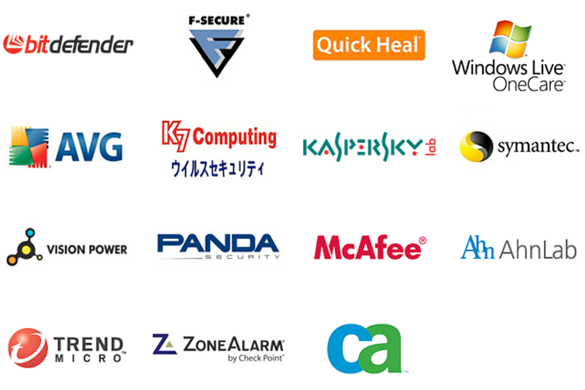Collage of several antivirus software