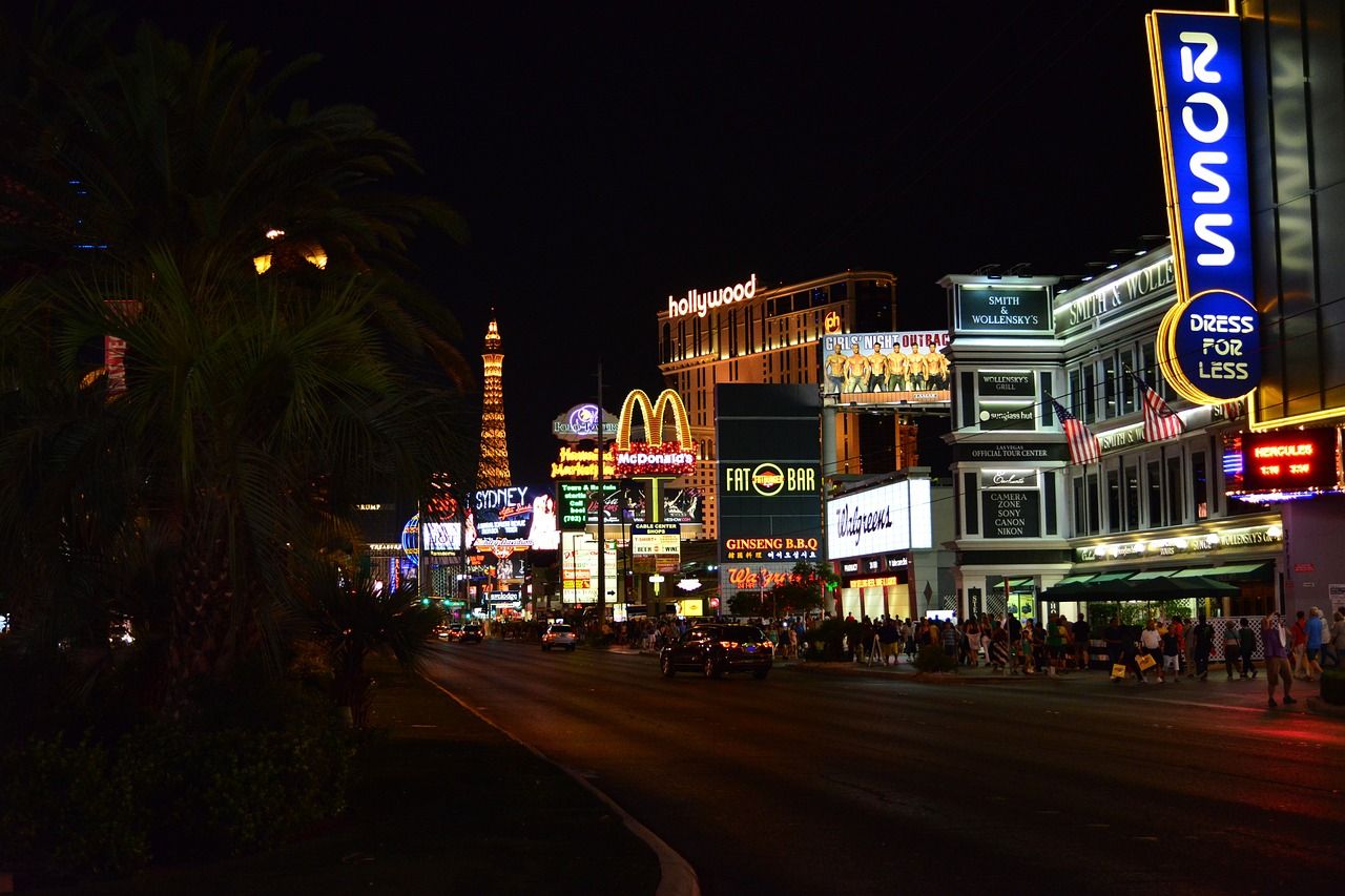 A McDonald's in the middle of a bustling Las Vegas street