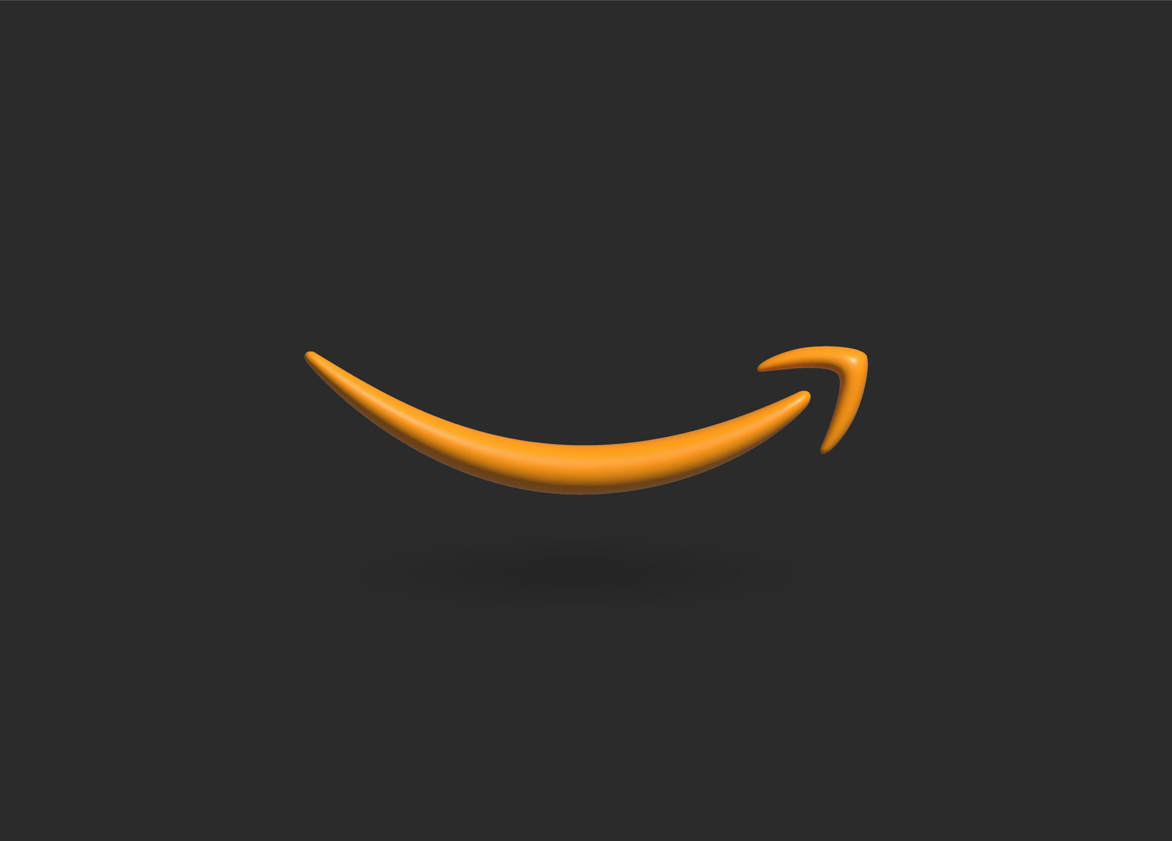Orange Amazon logo mimicking a smile against a black background