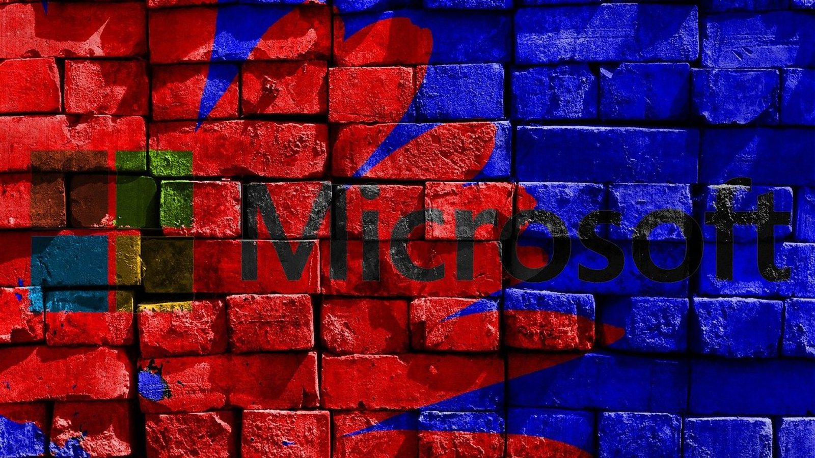 Microsoft logo in painting form.