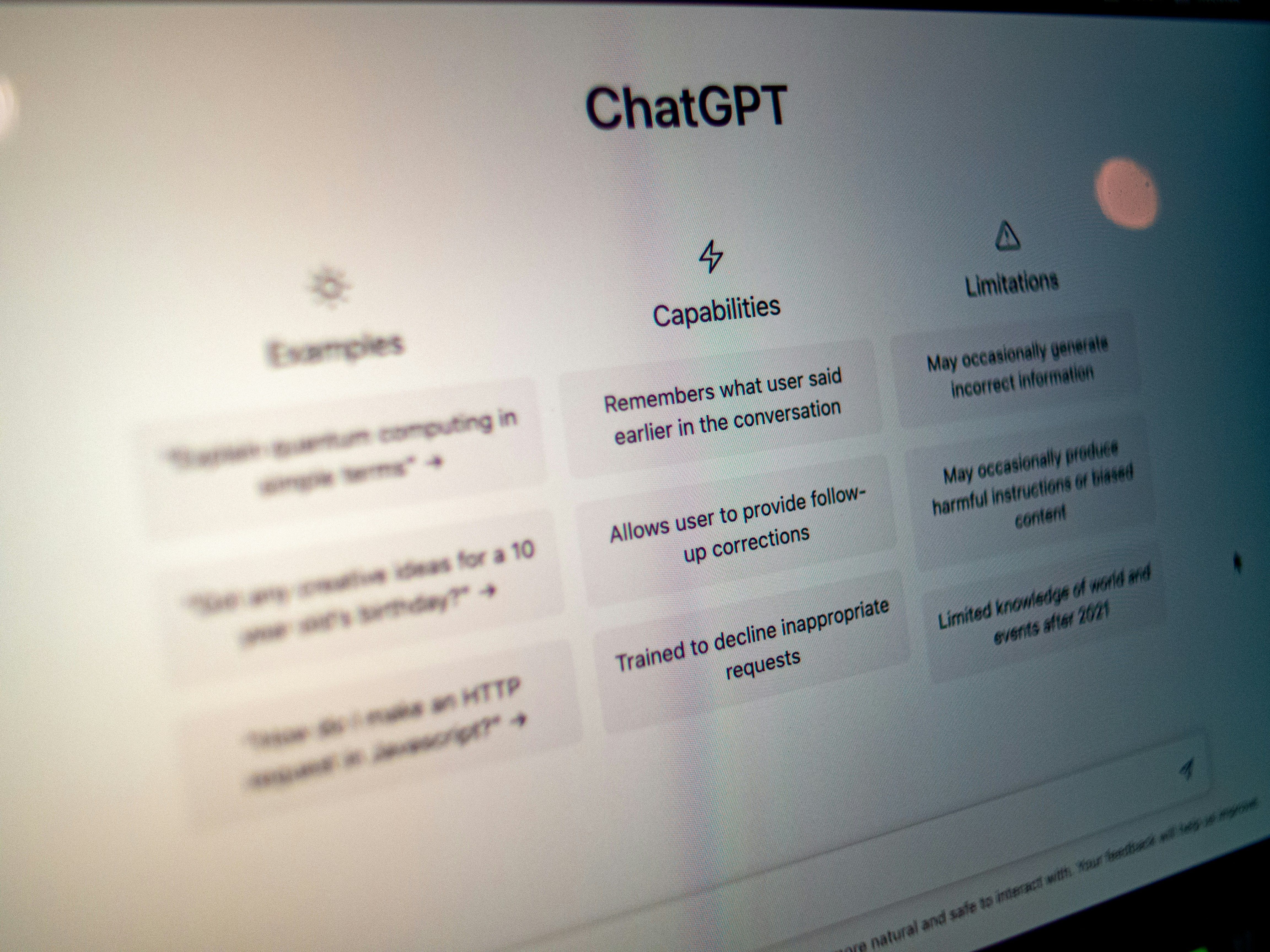Chatgpt website on a desktop
