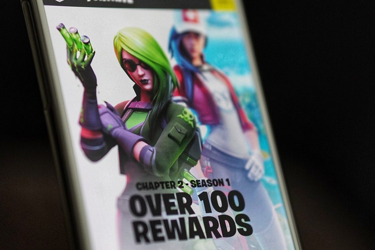 Fortnite game on phone screen