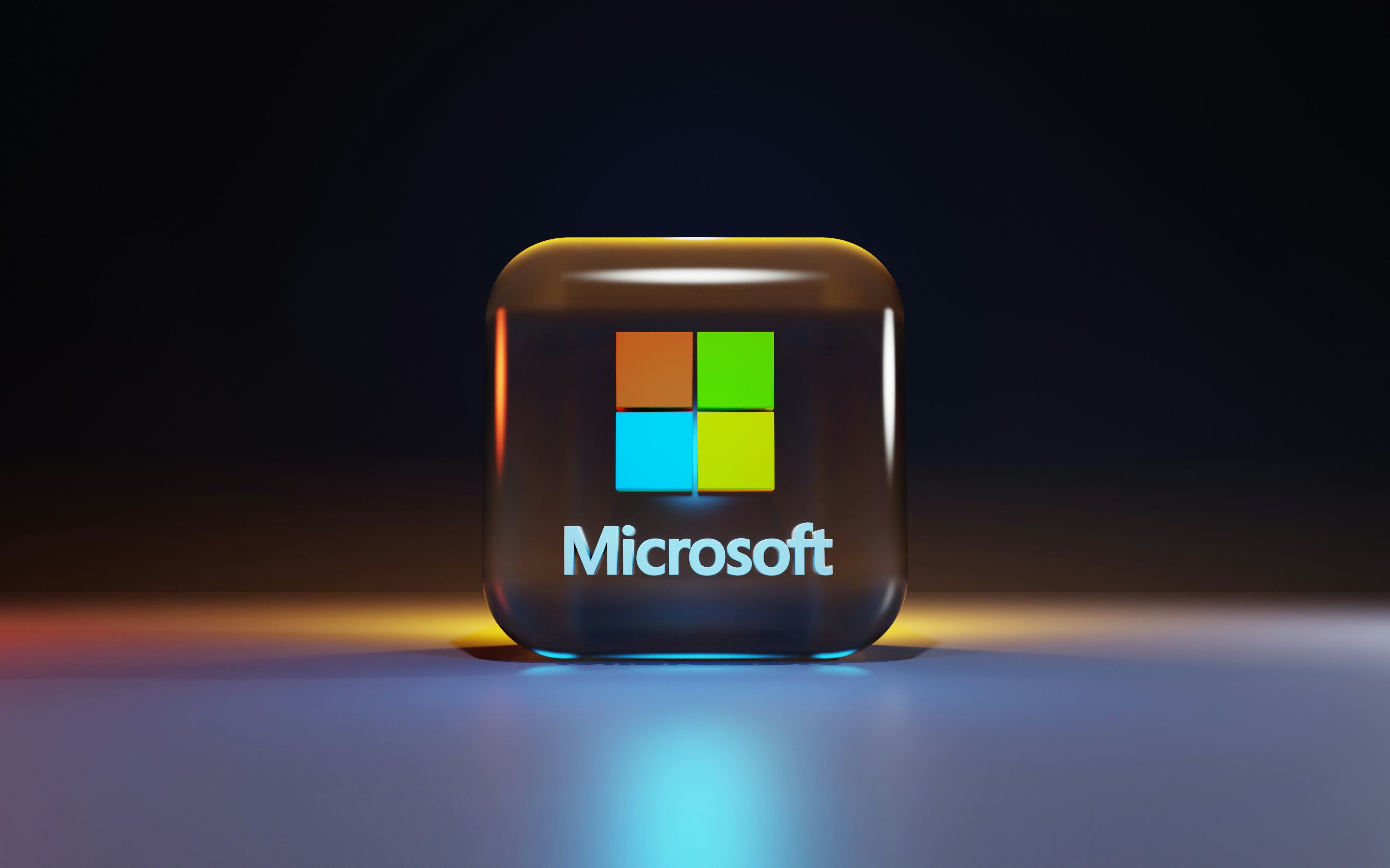 Main Image: 3D glass logo of Microsoft