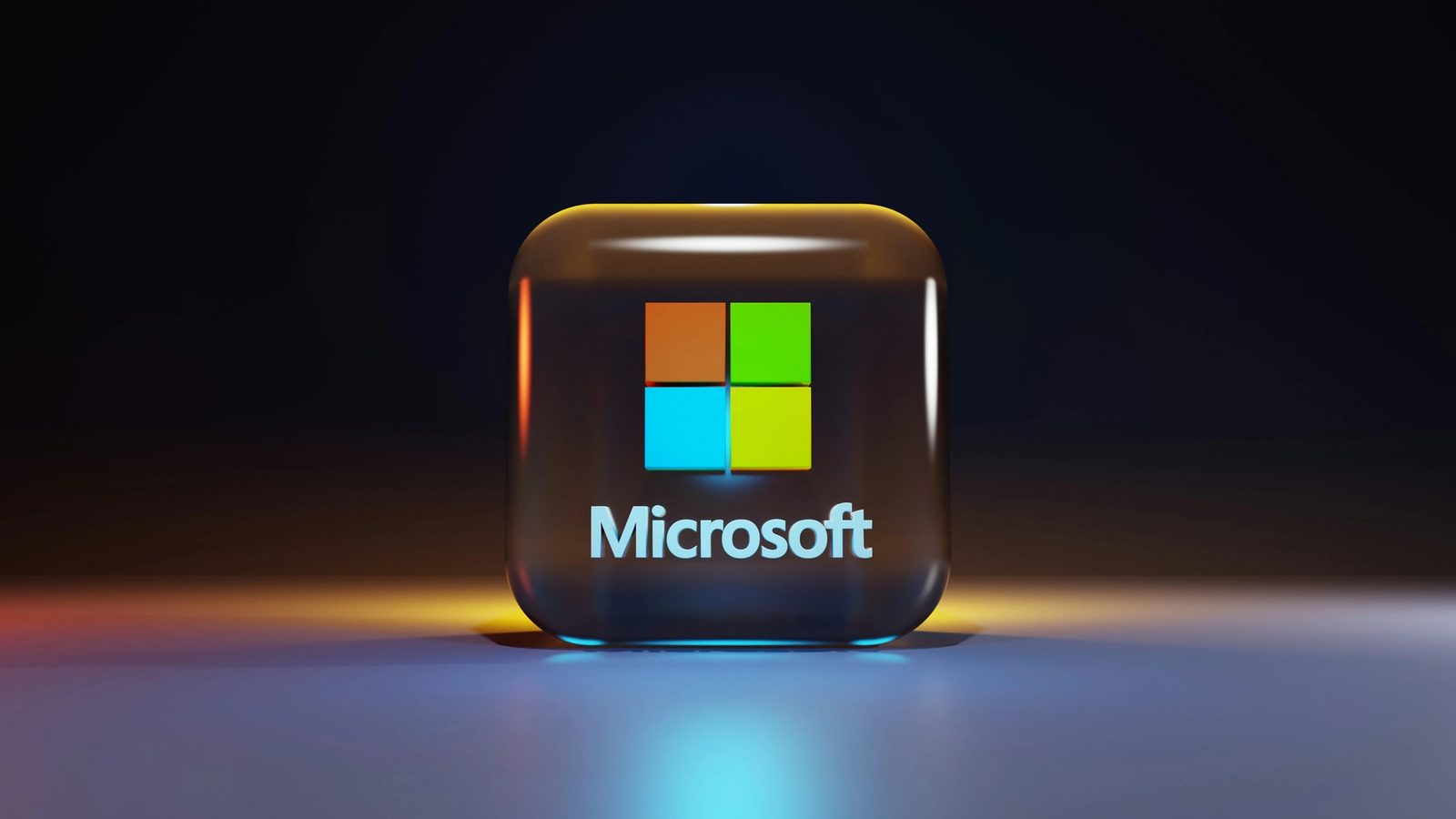 Main Image: 3D glass logo of Microsoft