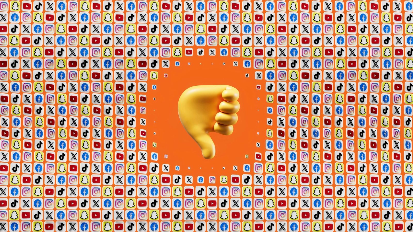 Main Image - Several 3D rendered social media and big tech icons