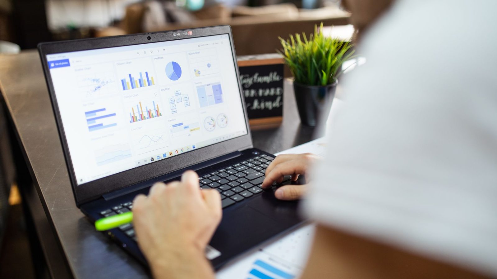 Spreadsheet data on a laptop screen