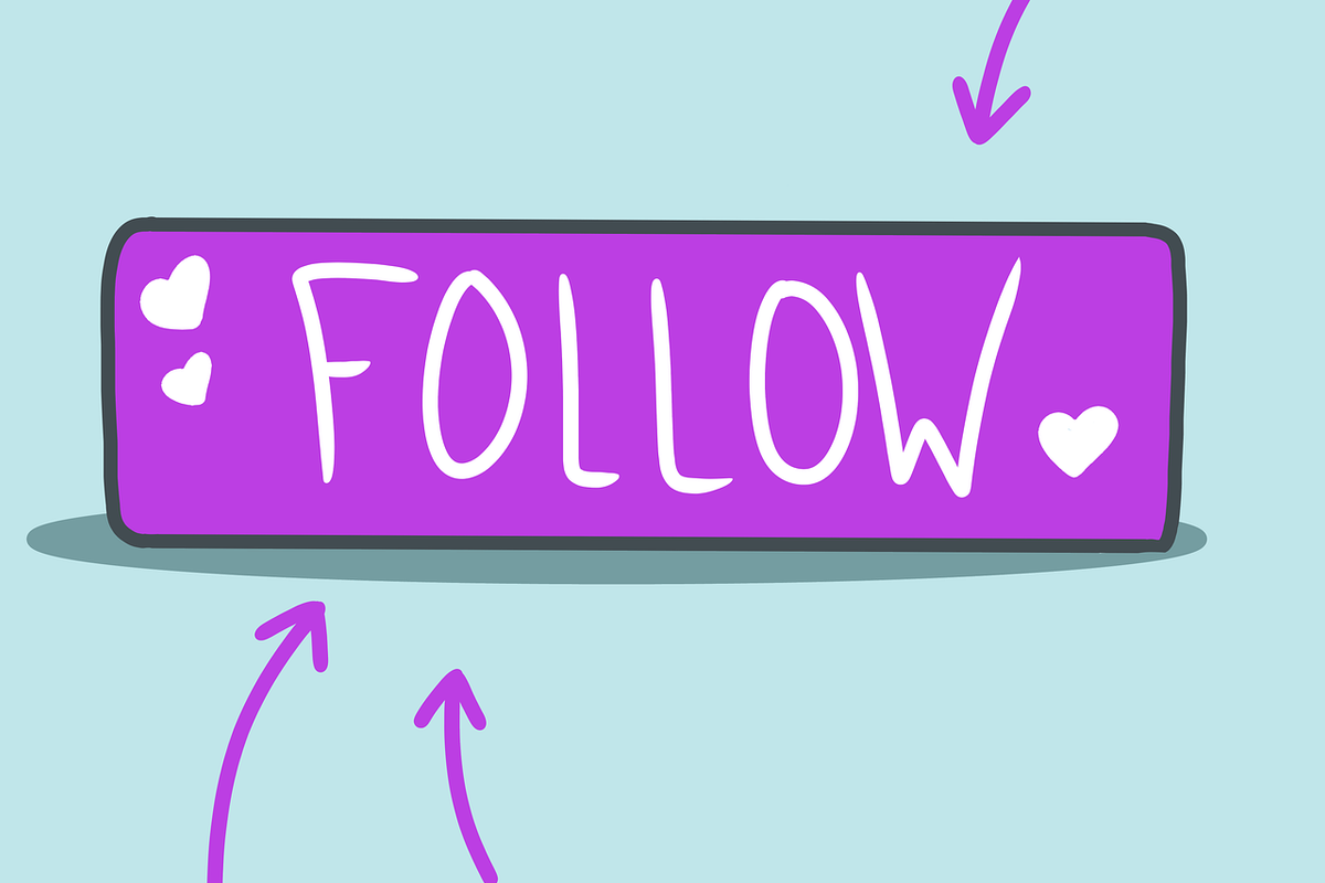 Cartoonized Twitch 'Follow' button