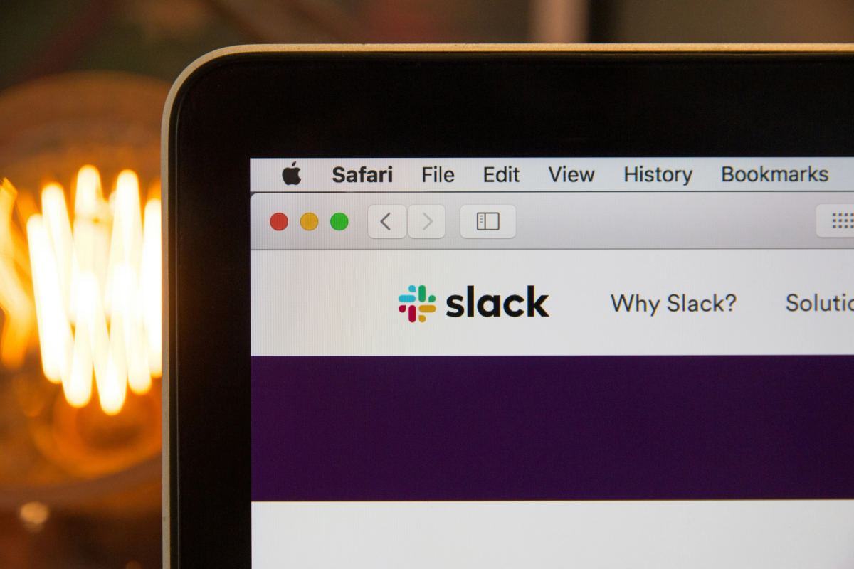 Slack web application opened on a computer