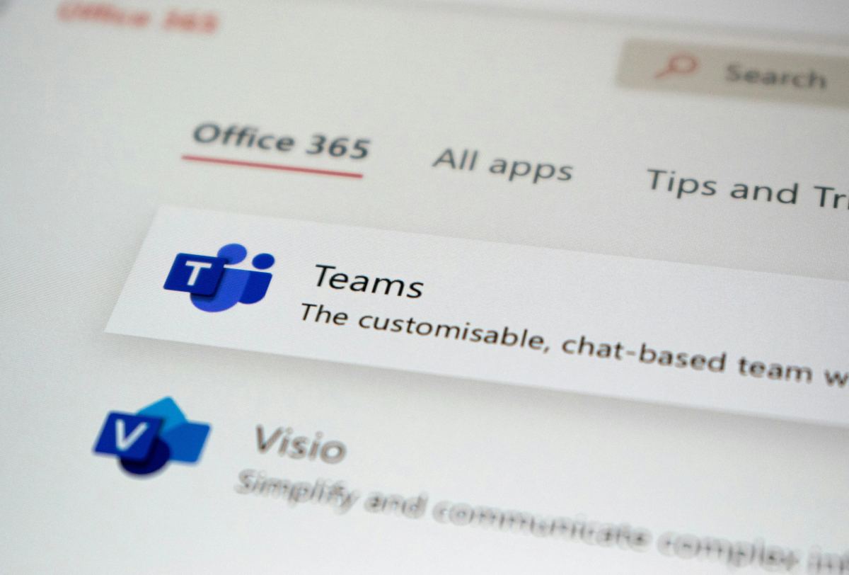 Microsoft Teams logo on a computer screen