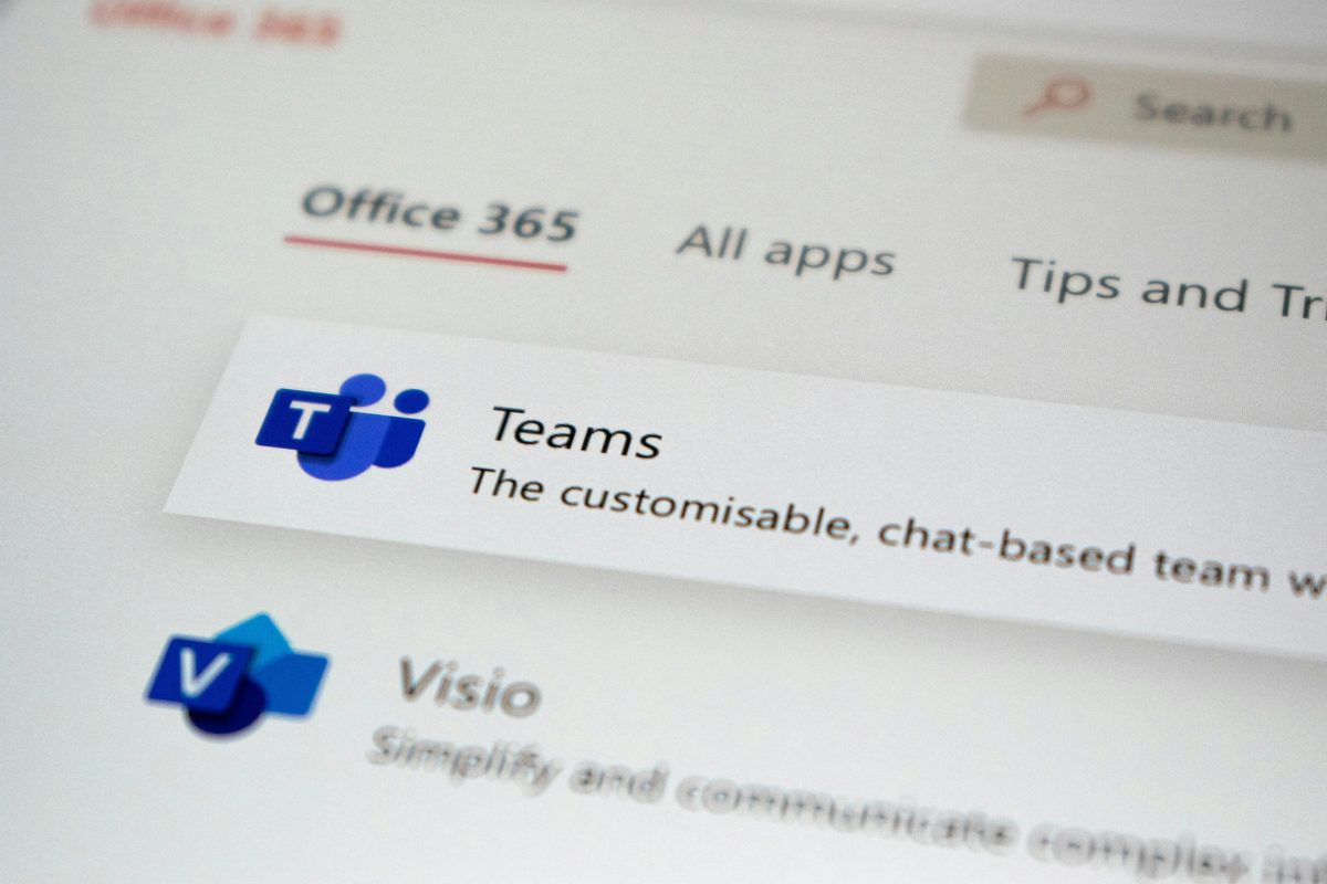 Microsoft Teams logo on a computer screen