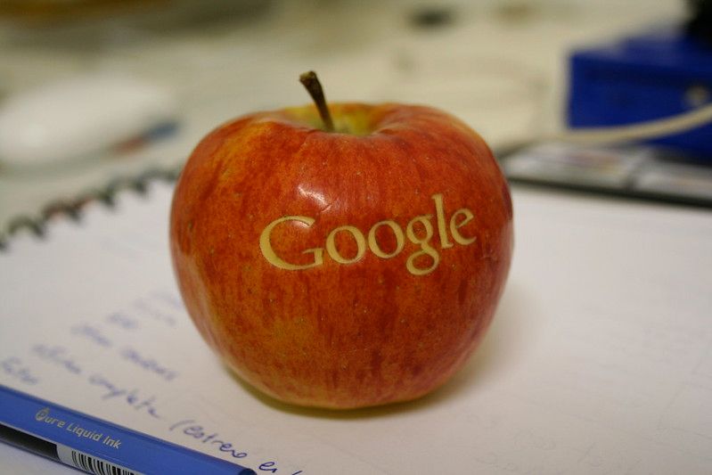 photo of google branded on an apple