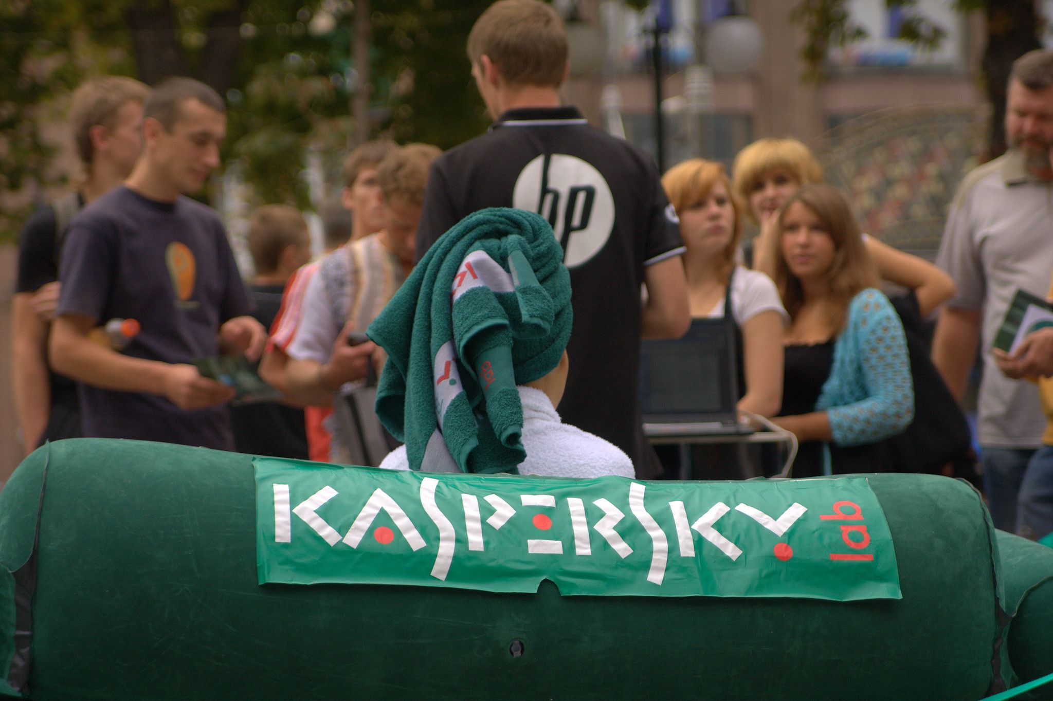 A Kaspersky logo on a chair