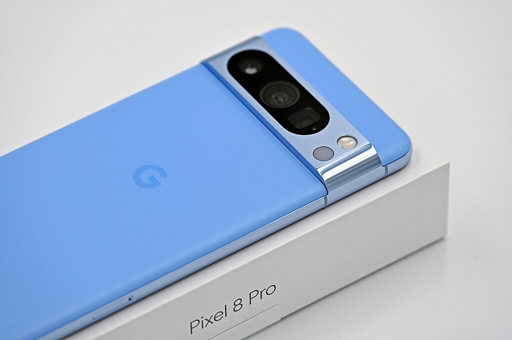 Blue Google Pixel 8 Pro phone