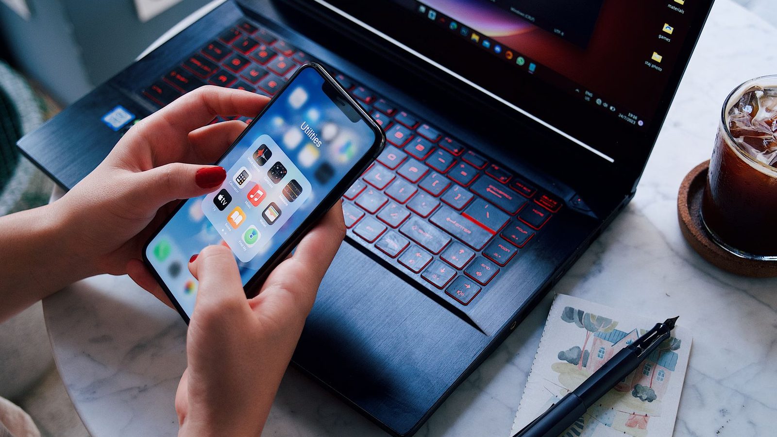 Working across multiple apps on a laptop