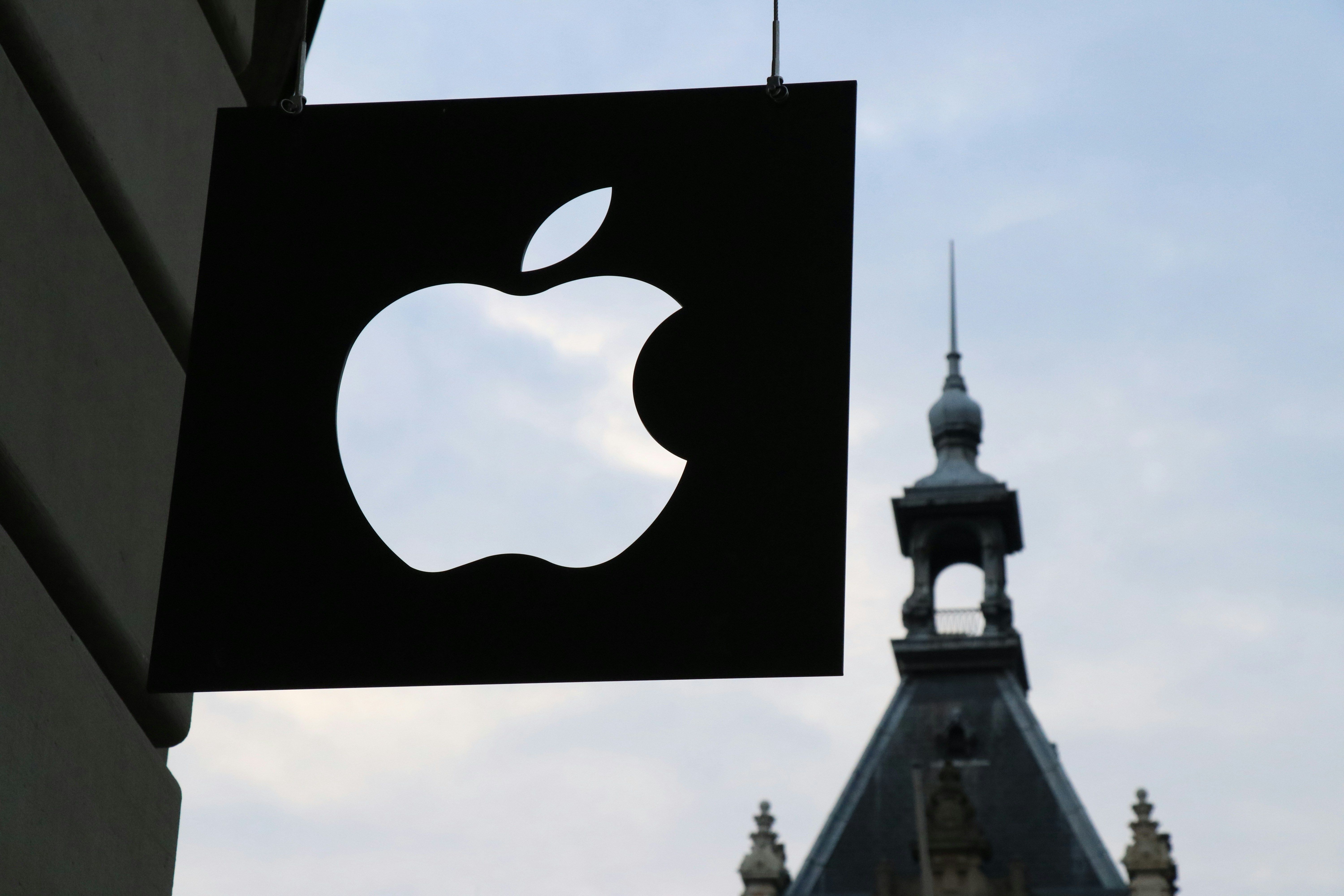 Apple logo in front of a building in Netherlands