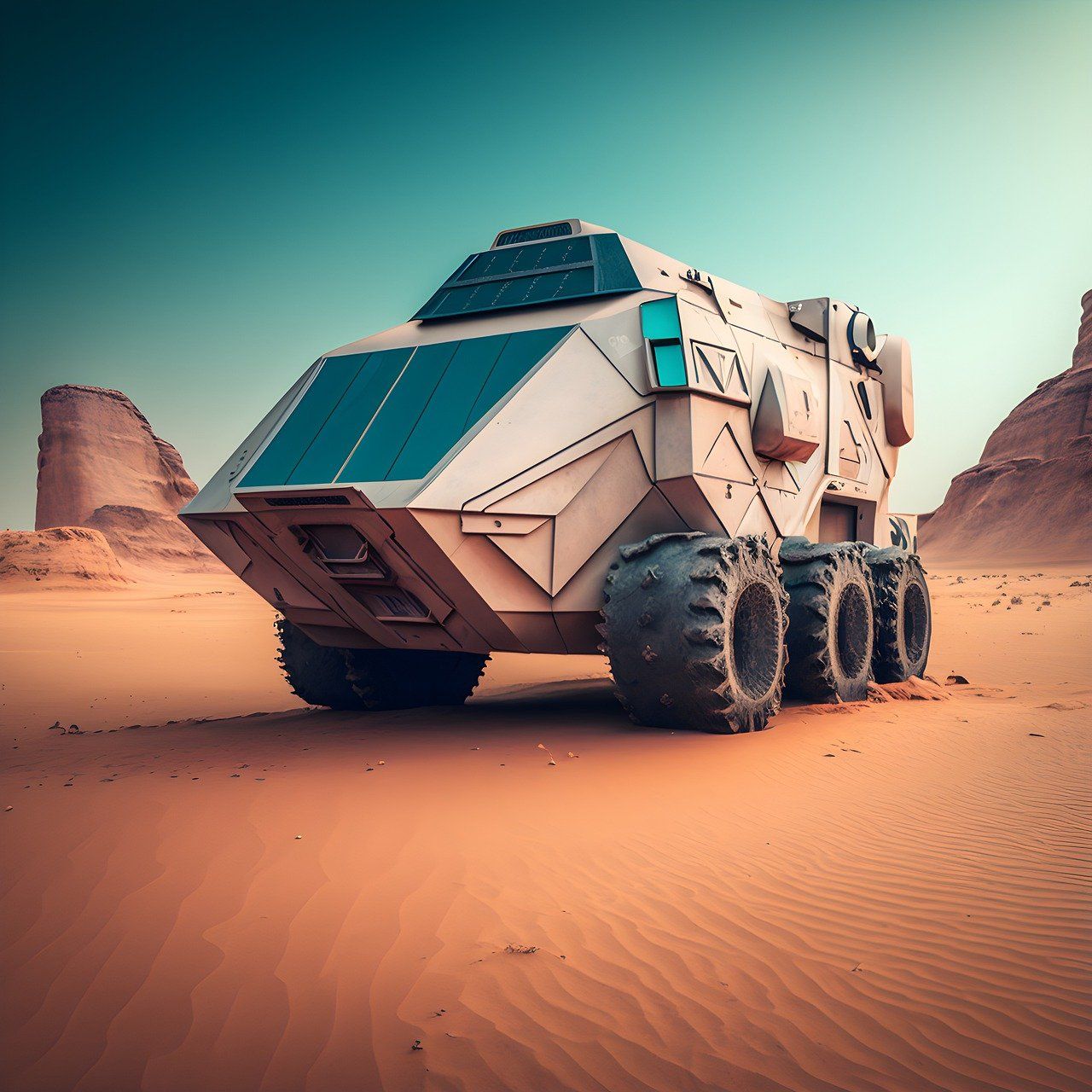 AI generated image of the Tesla Cybertruck in a desert.