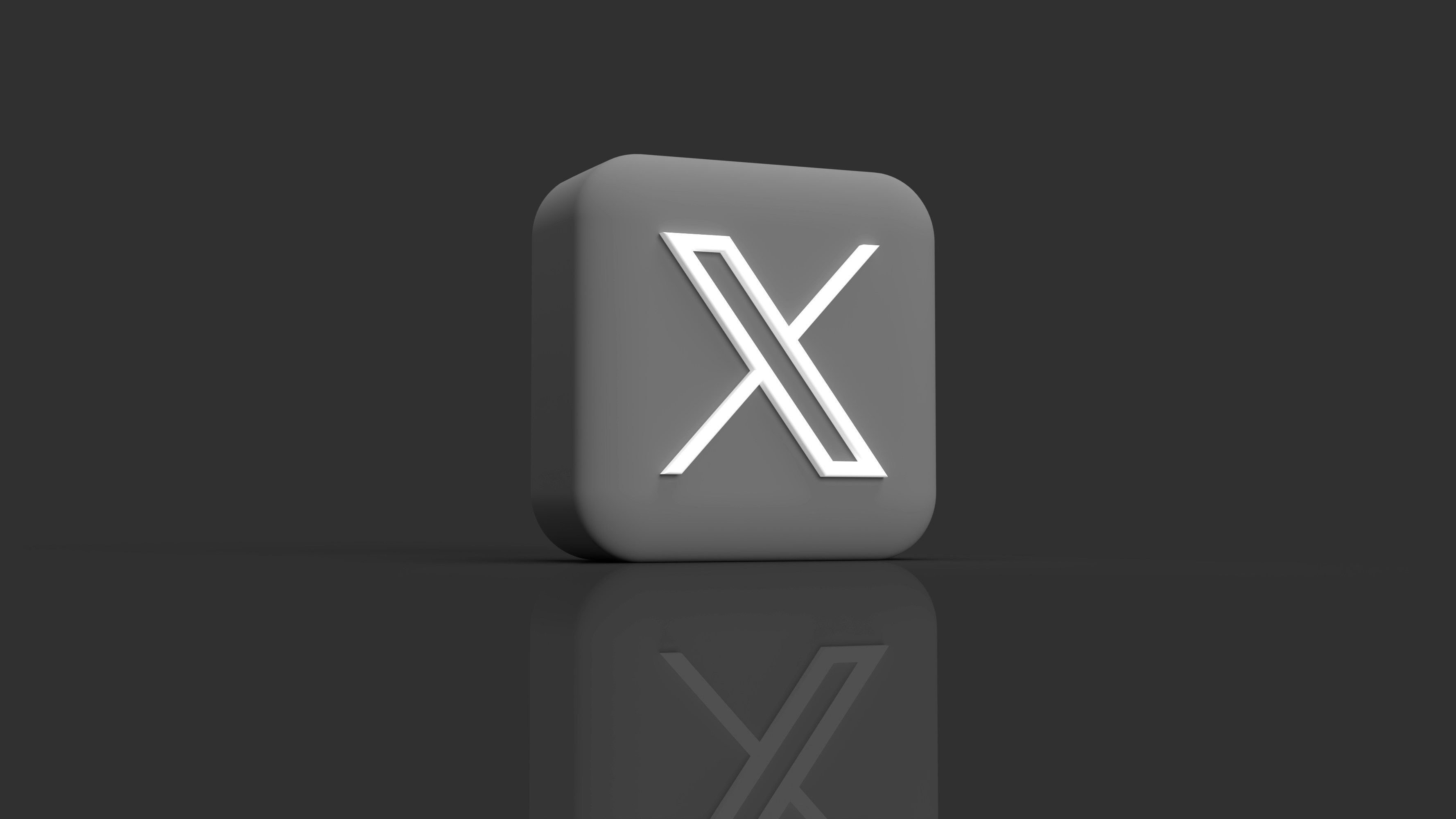 Grey & white X logo. Elon Musk's rebrand of Twitter