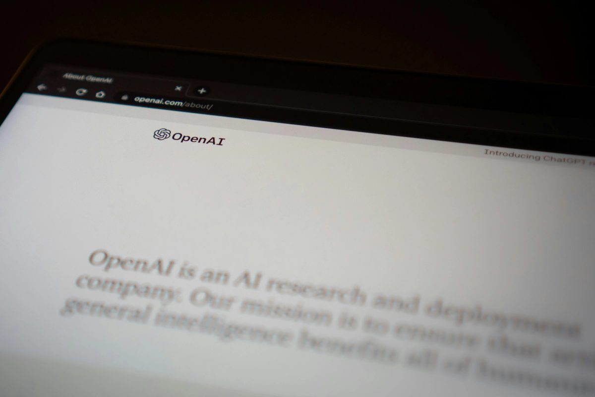 OpenAI's 'About' page opened on a computer.