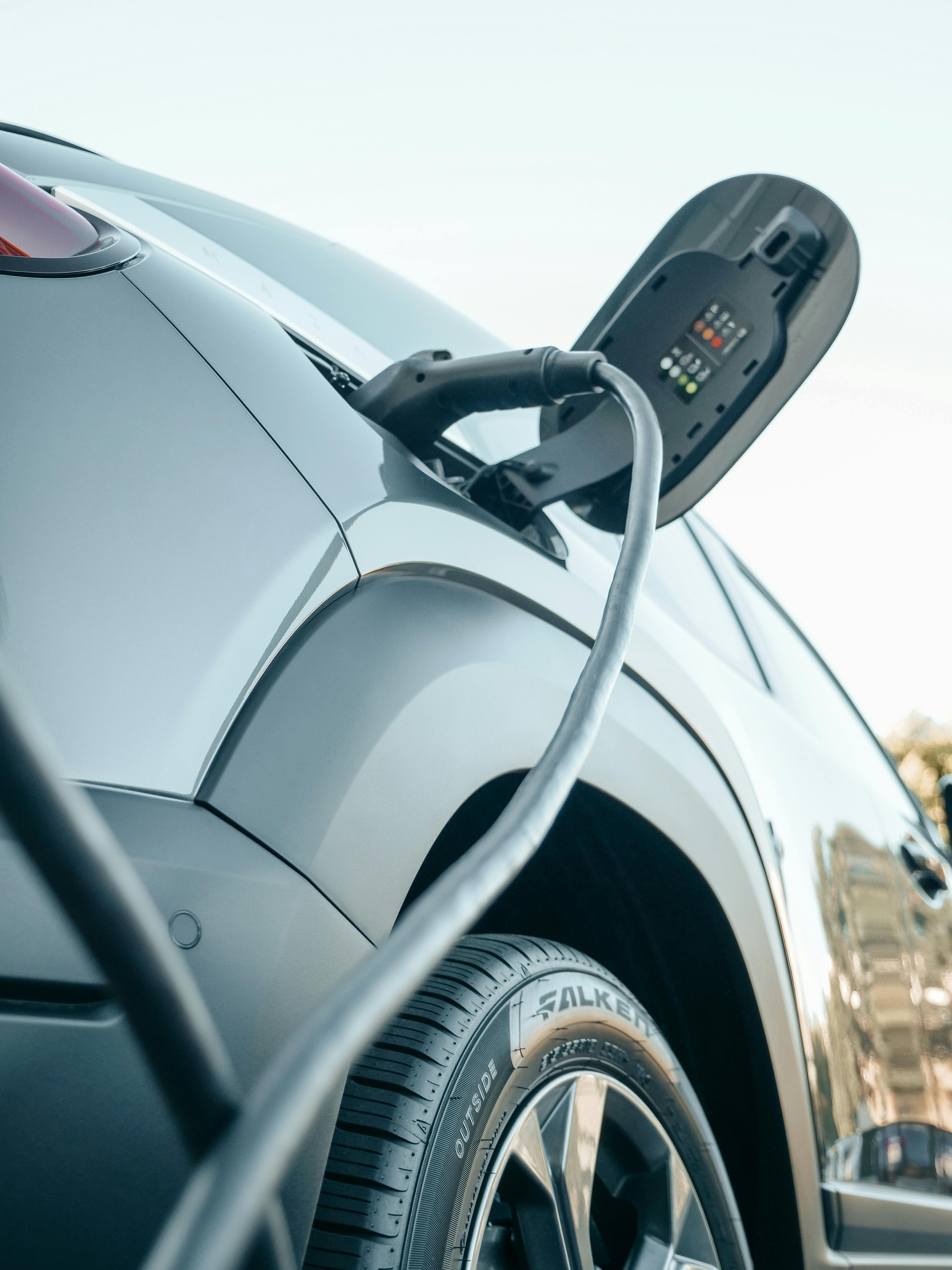 An electric car charging