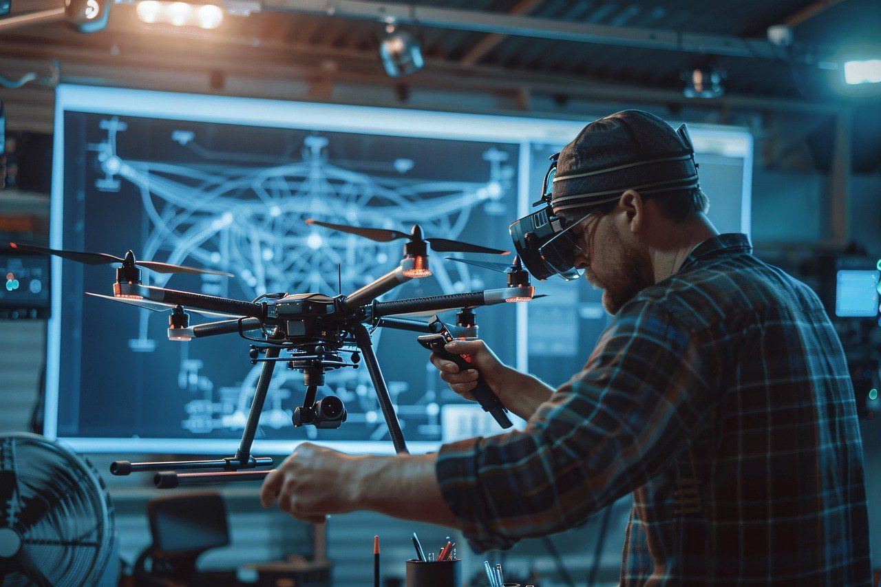 A robotics engineer working on a drone