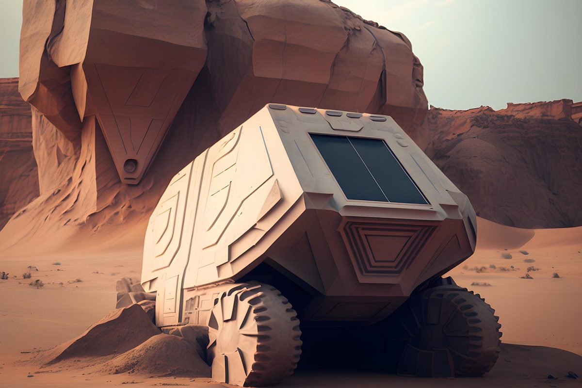 AI Generated image of a Cybertruck in the desert