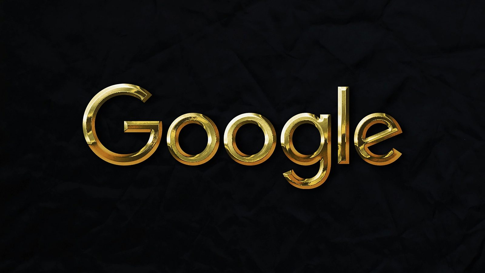 Main image. Golden google logo on a black background