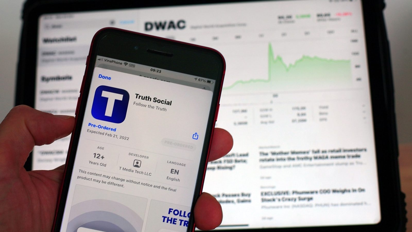 Main post image. Truth Social stock charts