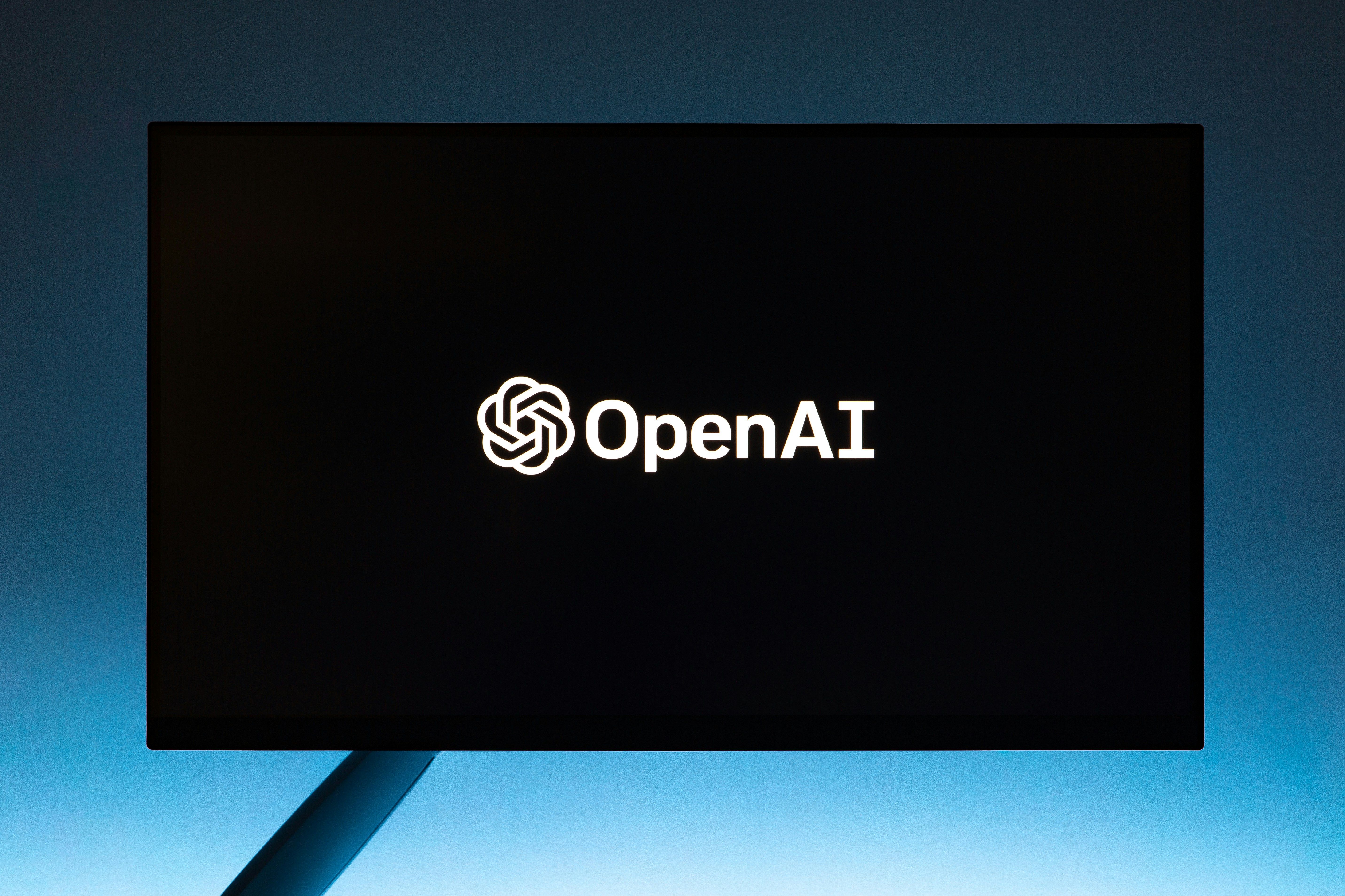 The open ai logo is displayed on a computer screen