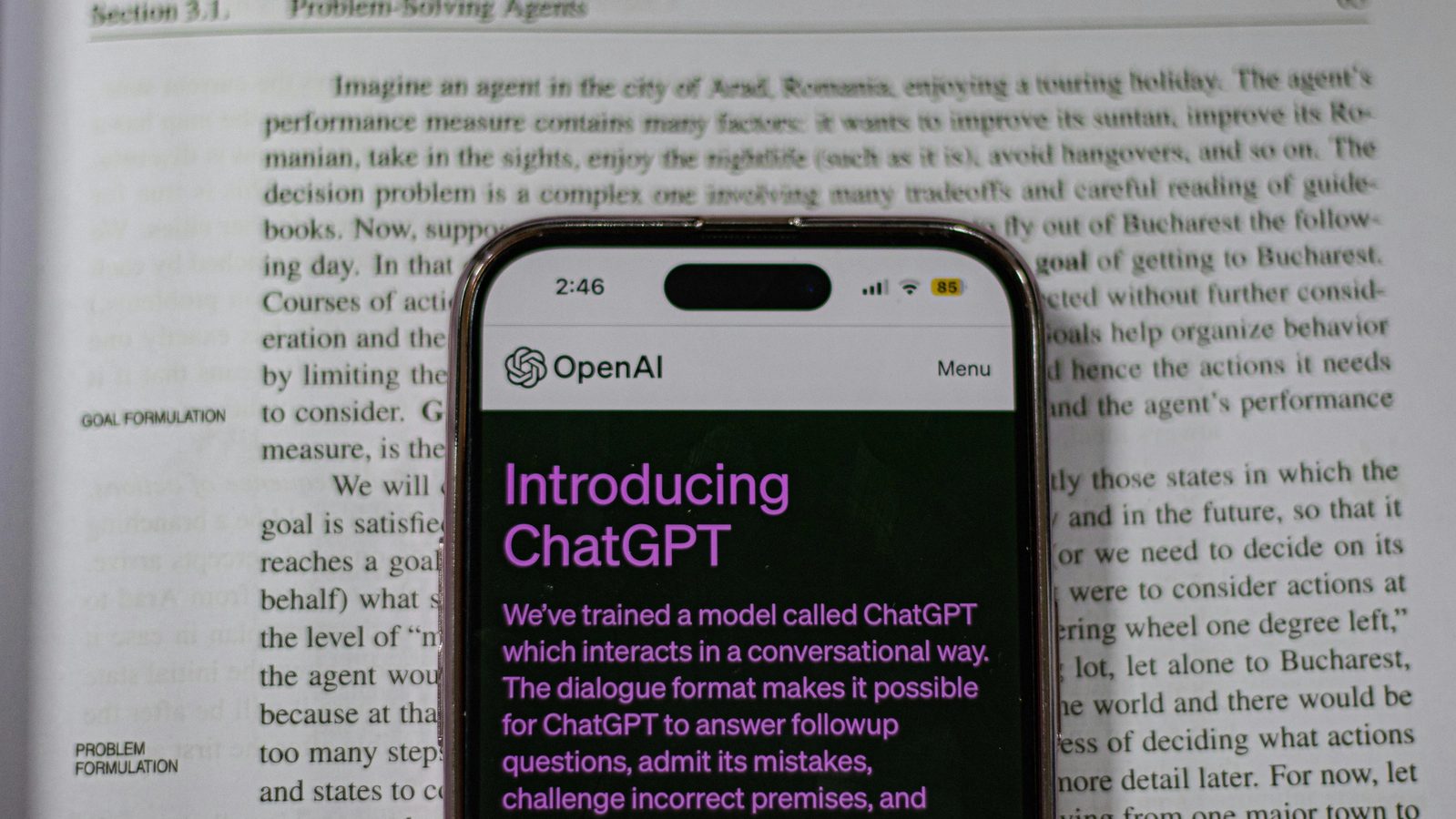Main Image: Chat GPT web page opened on a mobile phone
