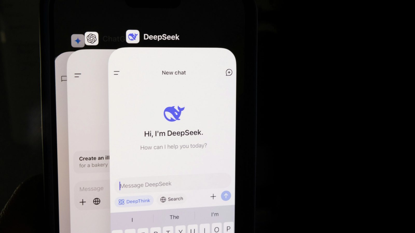 Main Image: A phone screen with the DeepSeek app in use