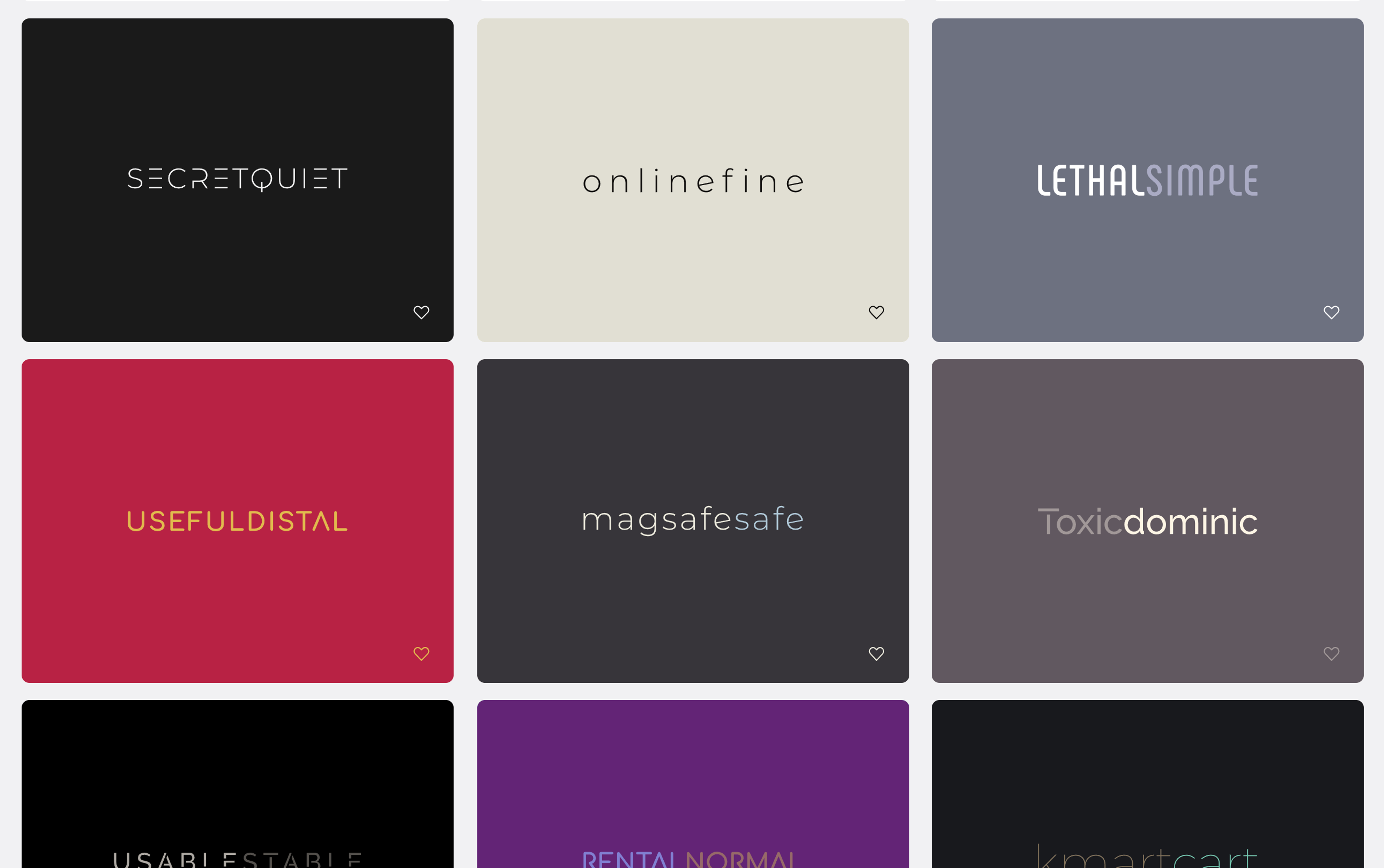 Namelix business name generator results