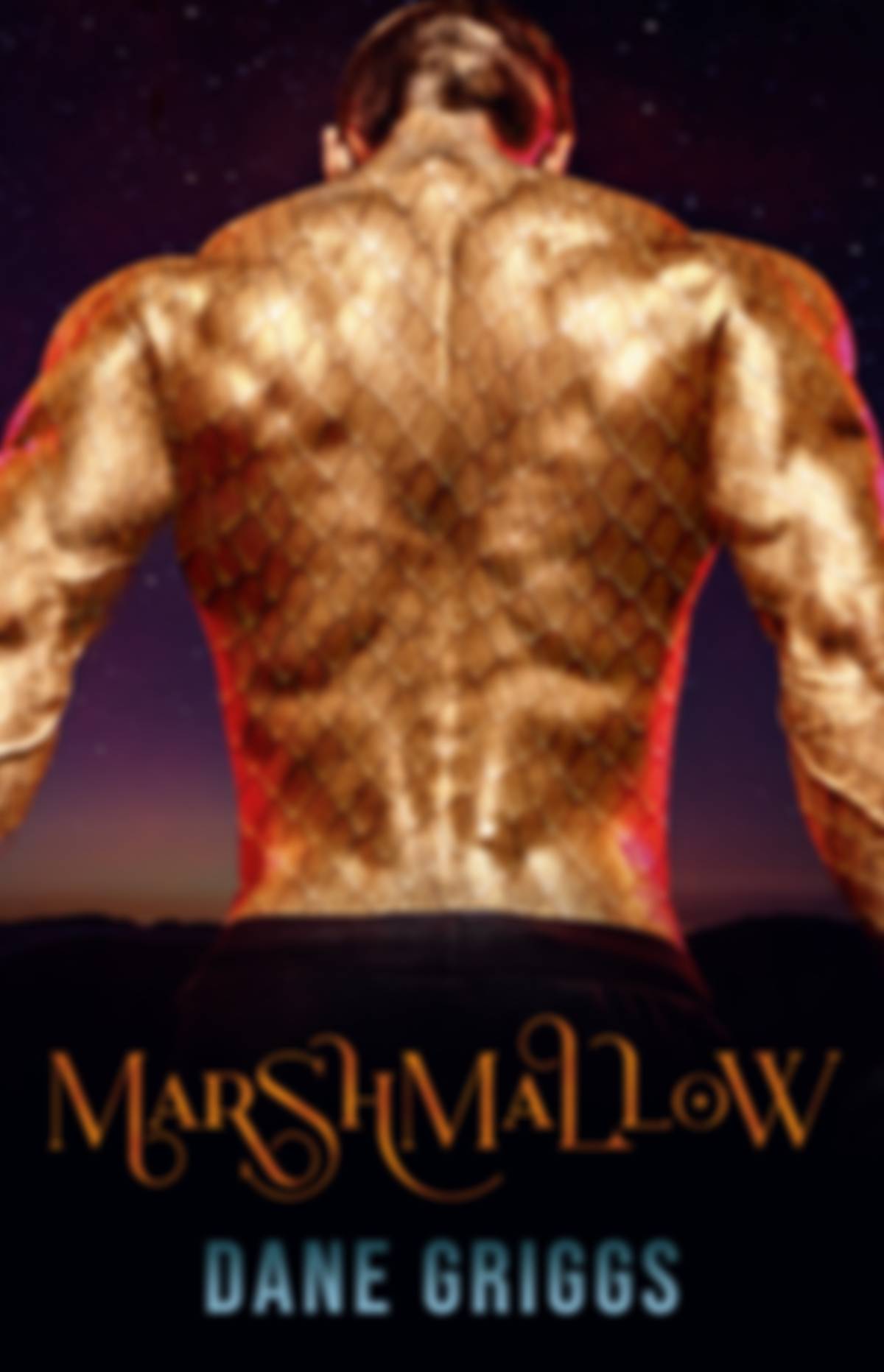 Book cover for Marshmallow by Dane Griggs. Featuring a muscular man's back