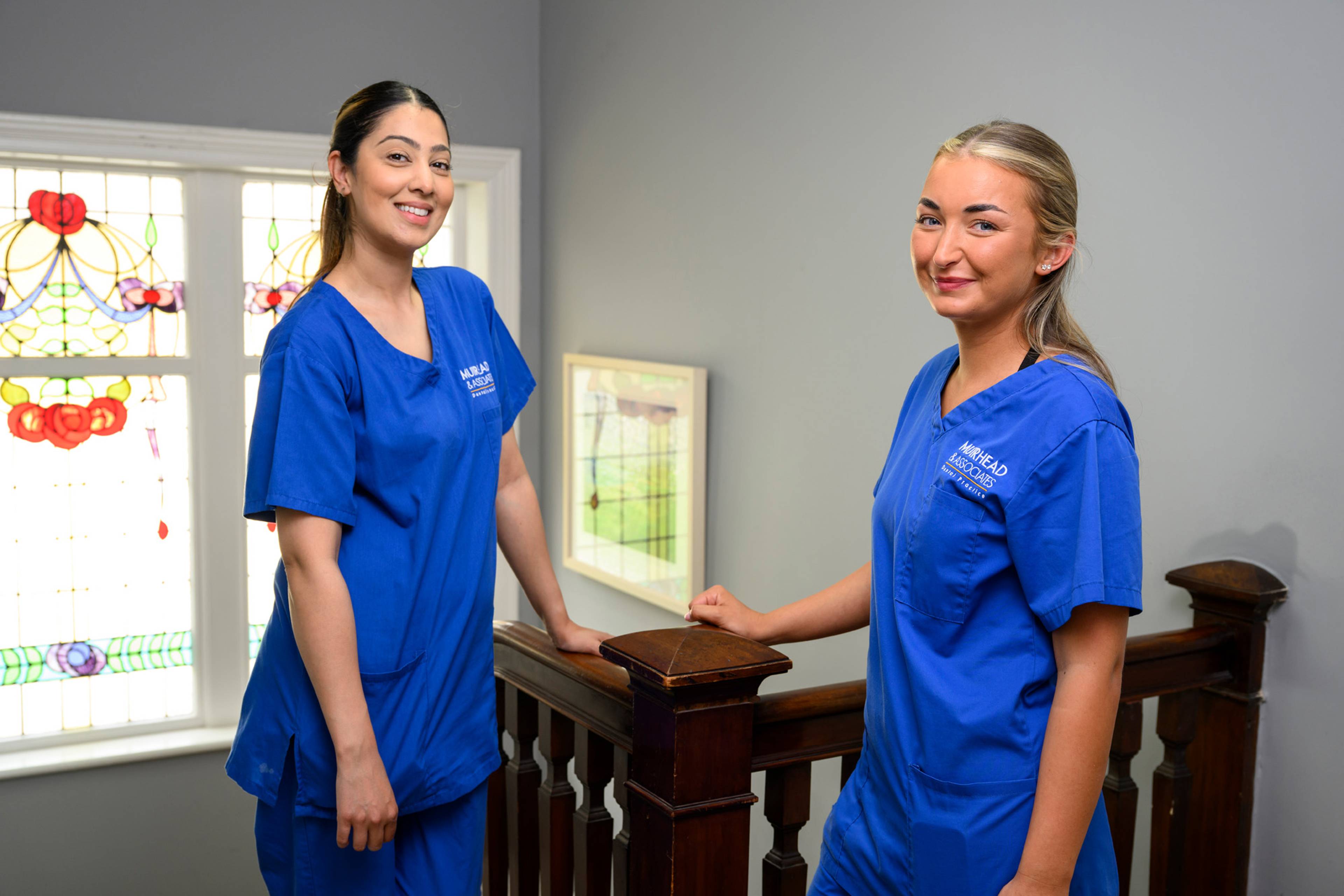 Two dental nurses, Kiran and Angel